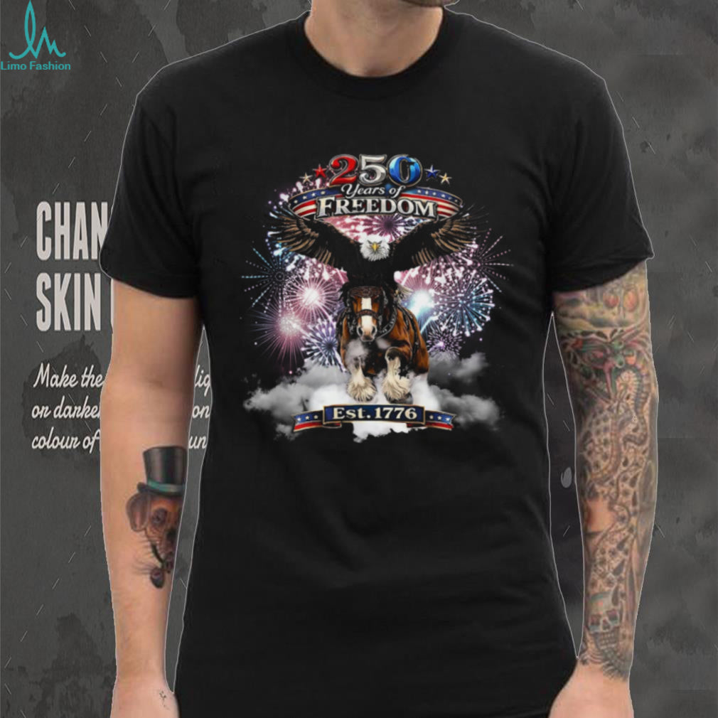 250 Years Of Freedom American Eagle Patriotic Horse Fireworks Shirt