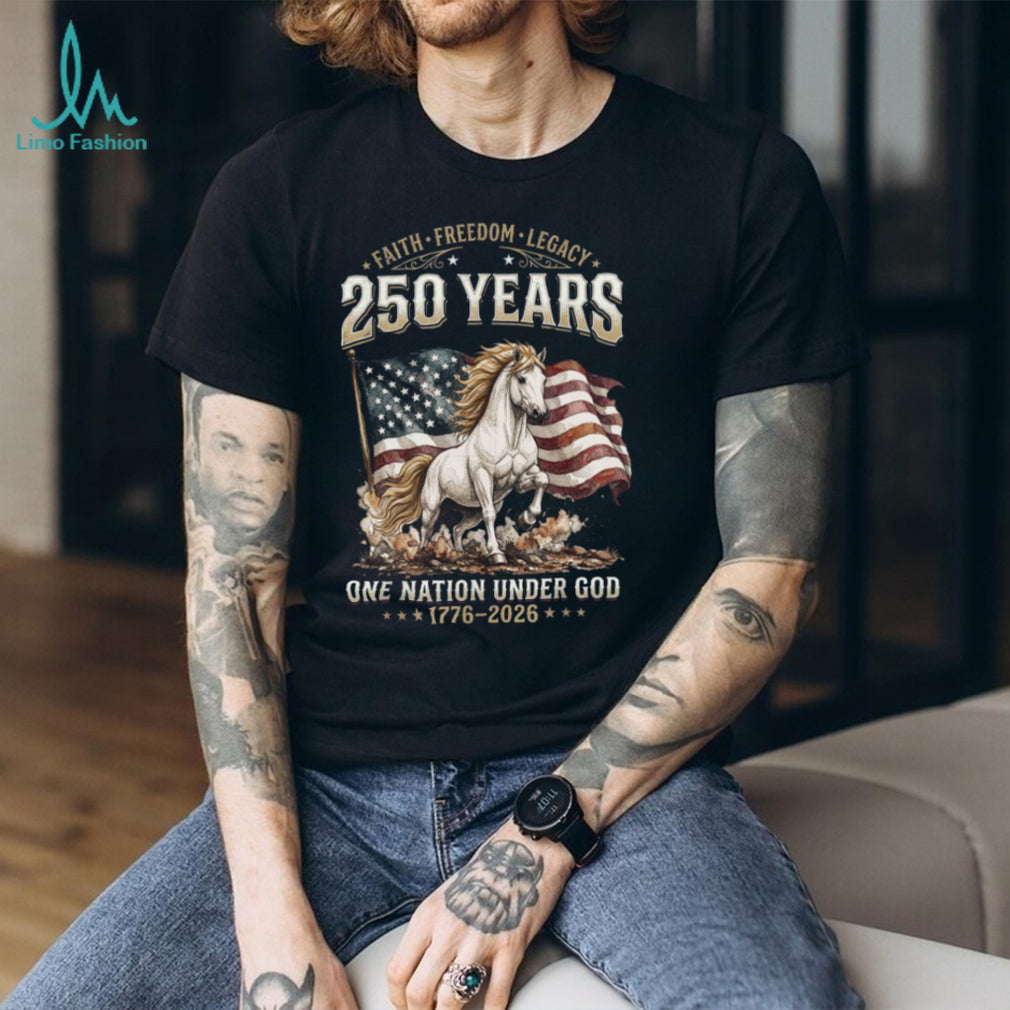 250 Years One Nation Under God Majestic American Flag Horse Shirt