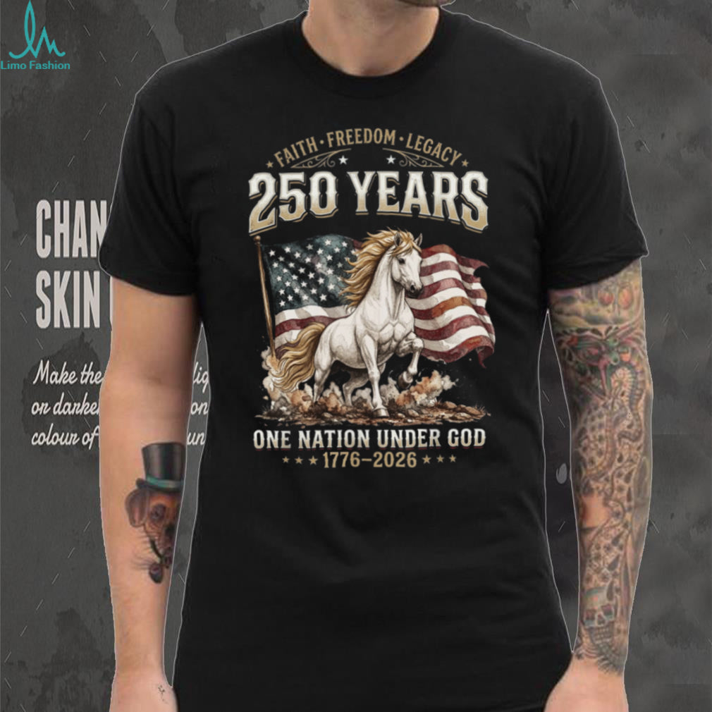 250 Years One Nation Under God Majestic American Flag Horse Shirt