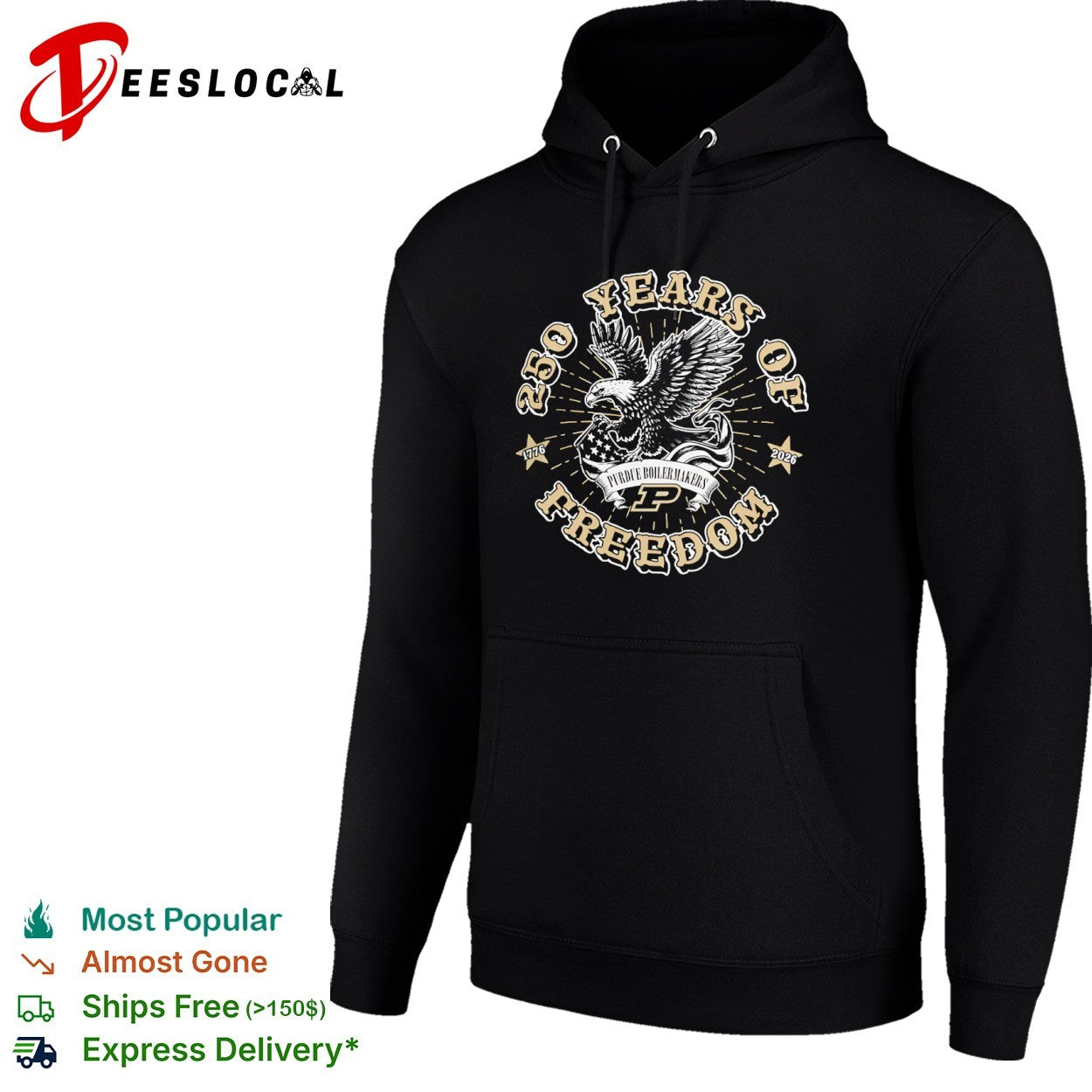 250 Years of Freedom Purdue Boilermakers 1776 2026 American Eagle Patriotic shirt
