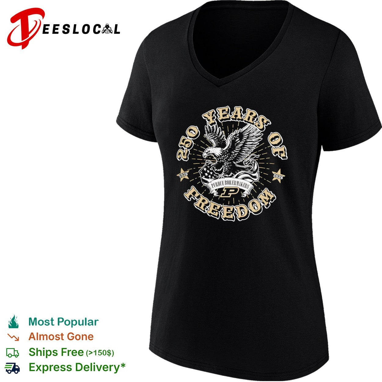 250 Years of Freedom Purdue Boilermakers 1776 2026 American Eagle Patriotic shirt