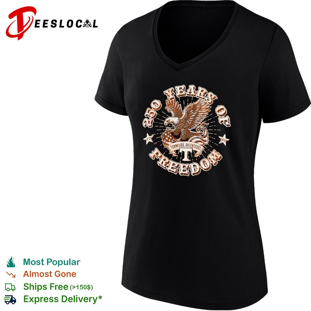 250 Years of Freedom Tennessee Volunteers 1776 2026 American Eagle shirt