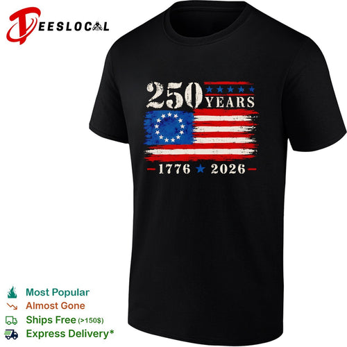 250 years 1776 2026 American flag usa independence patriotic historical memorial shirt