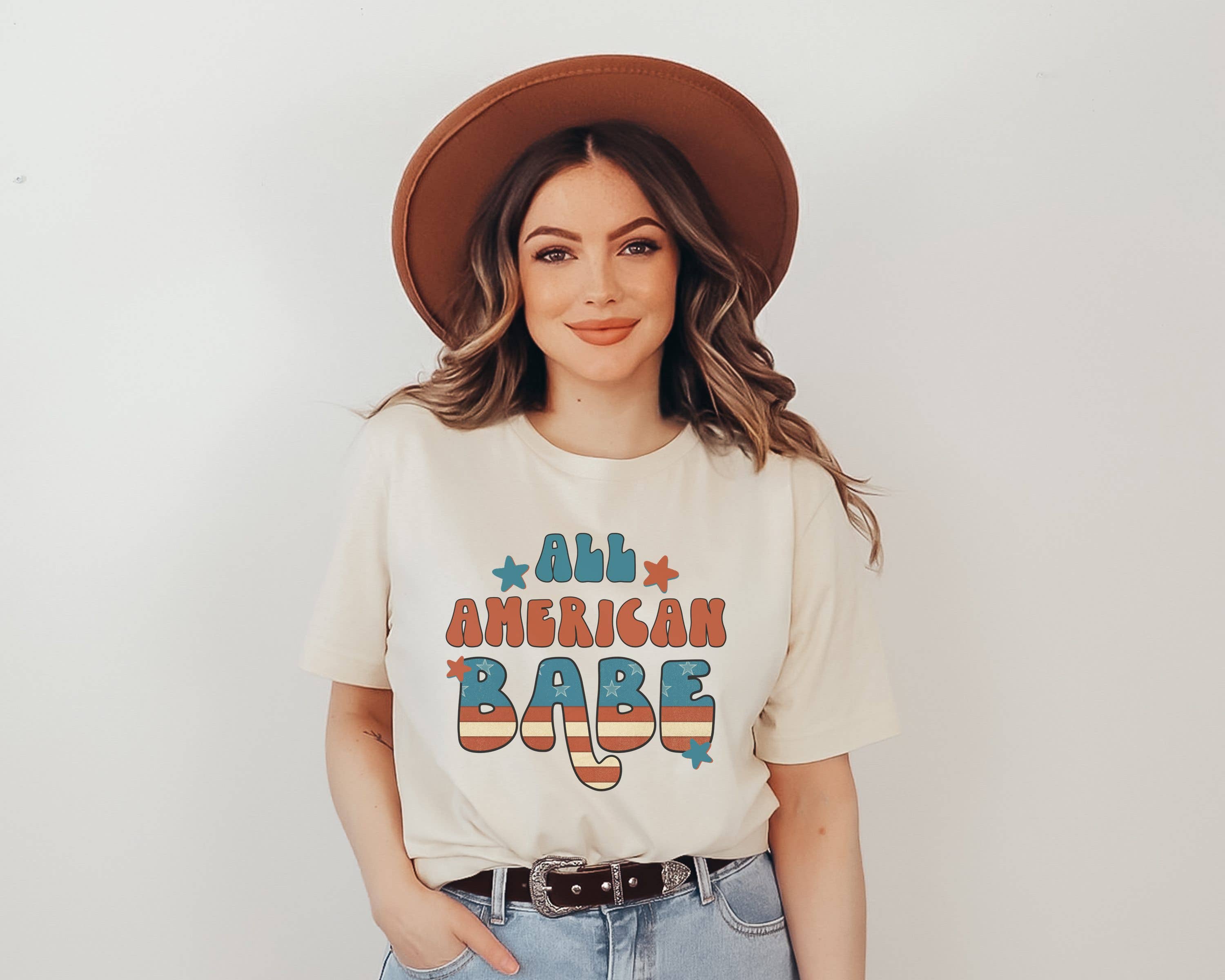 All American Babe Tee | Patriotic T Shirt | Usa Tee Hoodie, Sweatshirt | PodTeesHub.com