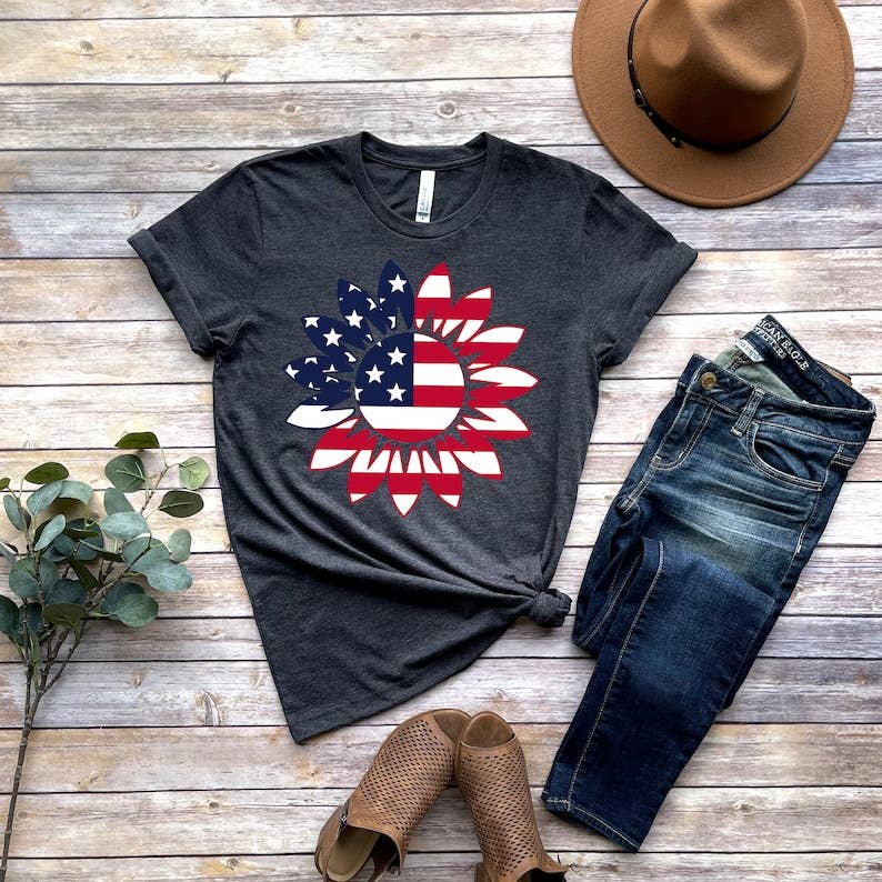 America Sunflower T-Shirt Hoodie, Sweatshirt | PodTeesHub.com