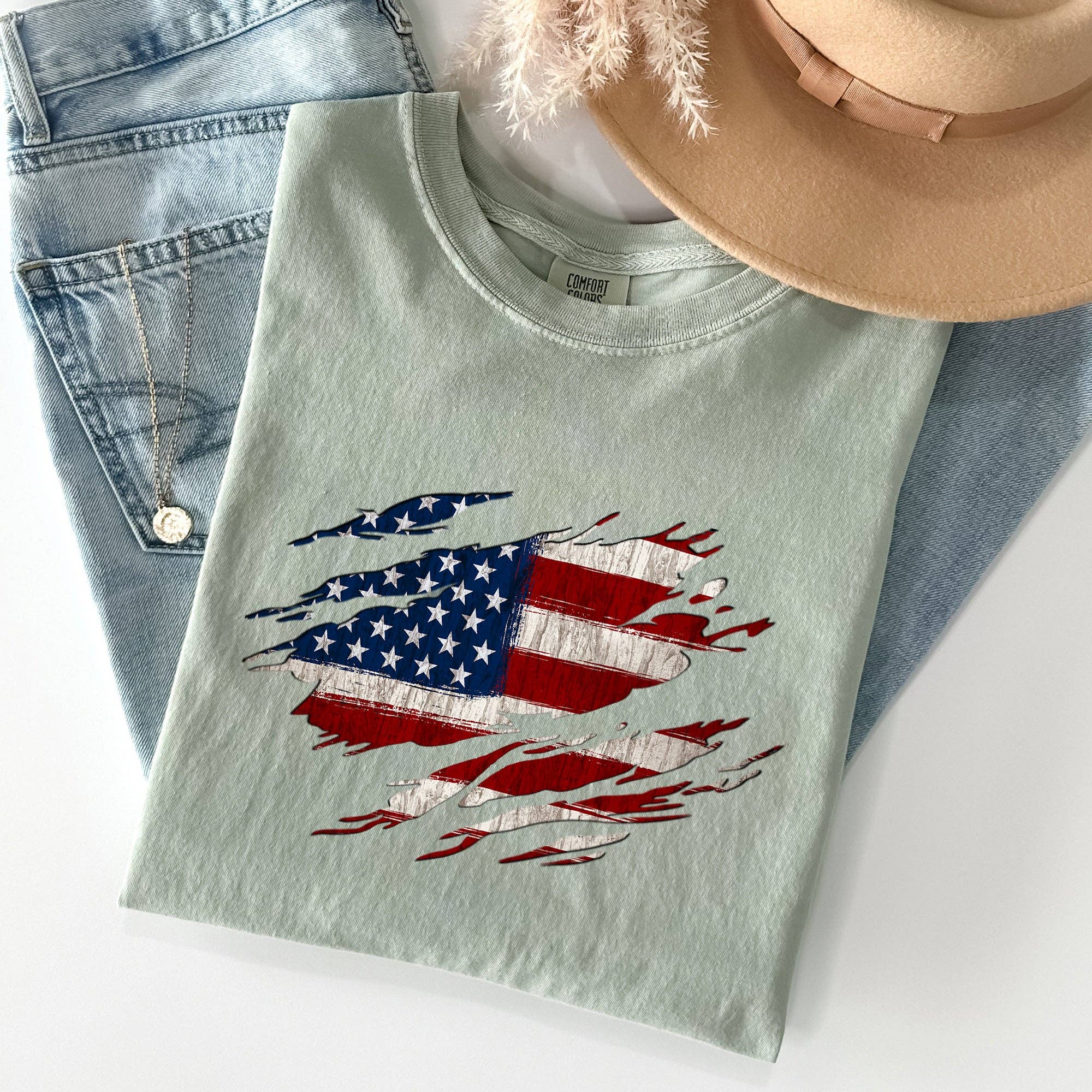 American Flag, Patriotic, 4th of July Comfort Colors Tshirt Hoodie, Sweatshirt | PodTeesHub.com