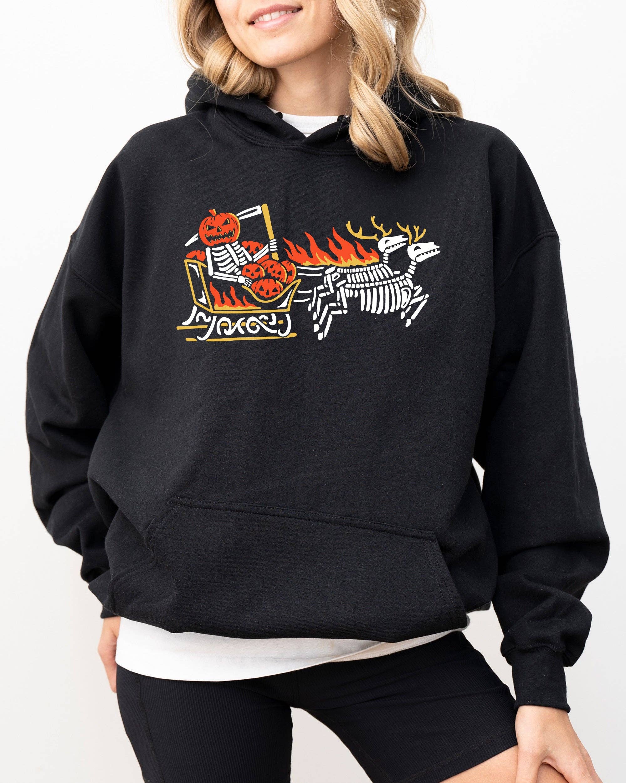 Pumpkin Head, Sleigh, Santa, Skeleton, Halloween Hoodie T-Shirts, Sweatshirt | PodTeesHub.com