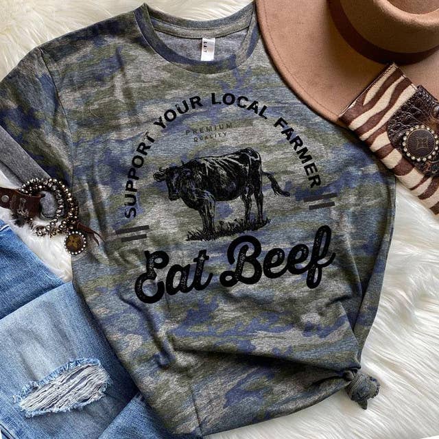 Support Local Farmers Eat Beef Tee Hoodie, Sweatshirt | PodTeesHub.com