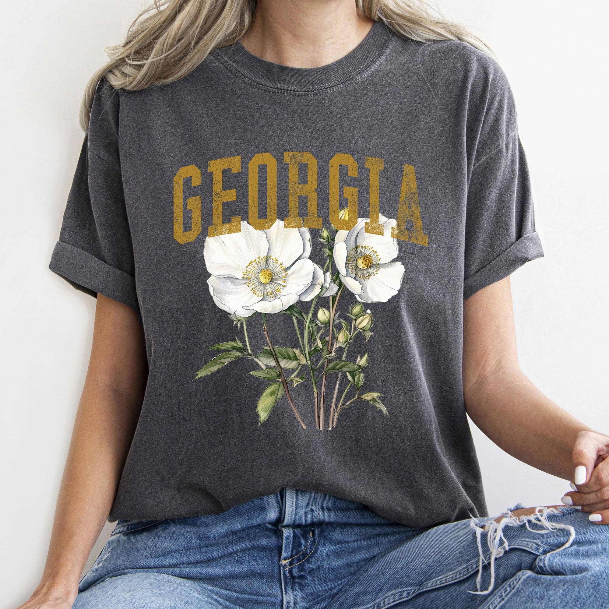 Georgia State Flower T-Shirt Hoodie, Sweatshirt | PodTeesHub.com