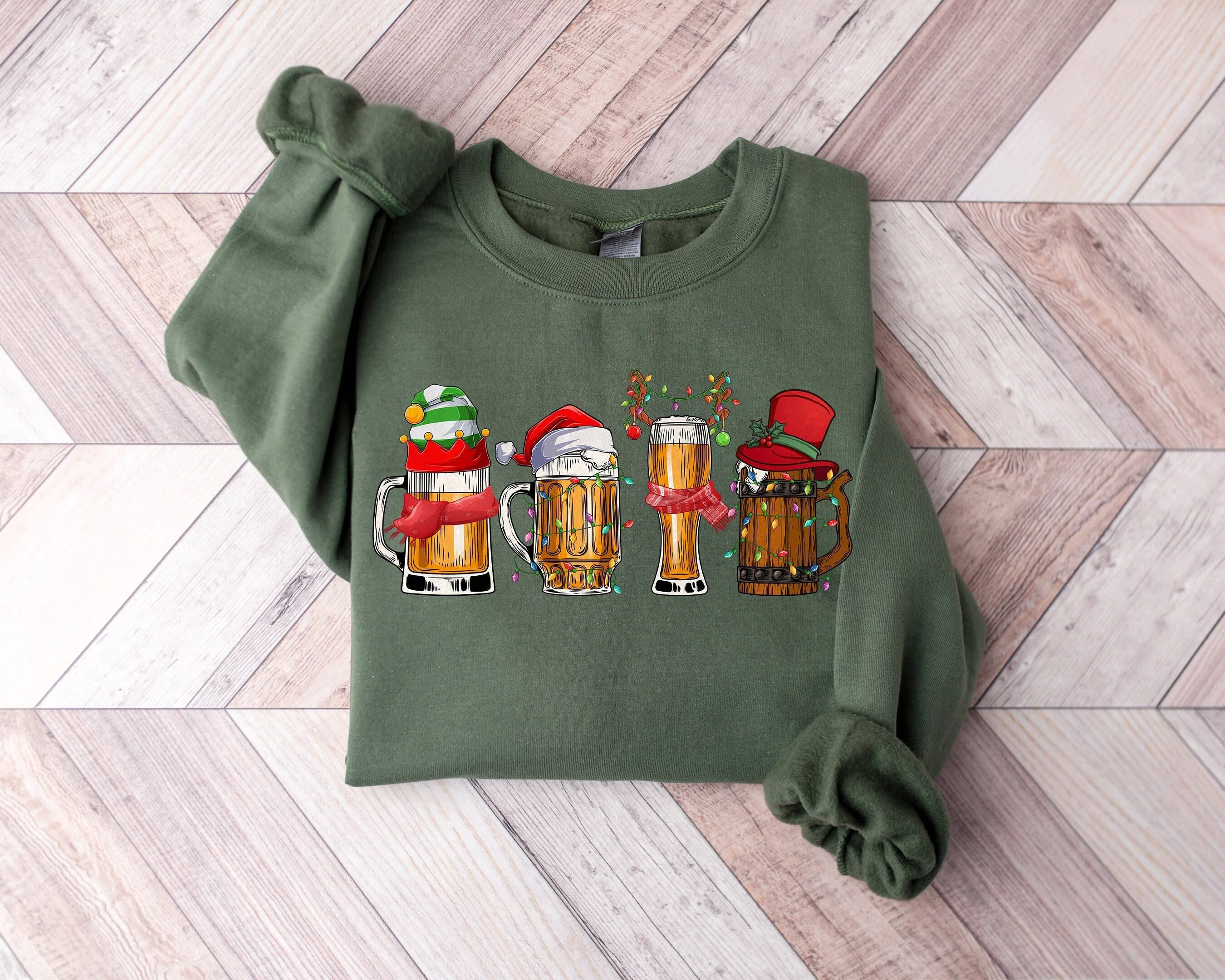 Christmas Beers Tee with Santa & Lights Design Hoodie, Sweatshirt | PodTeesHub.com