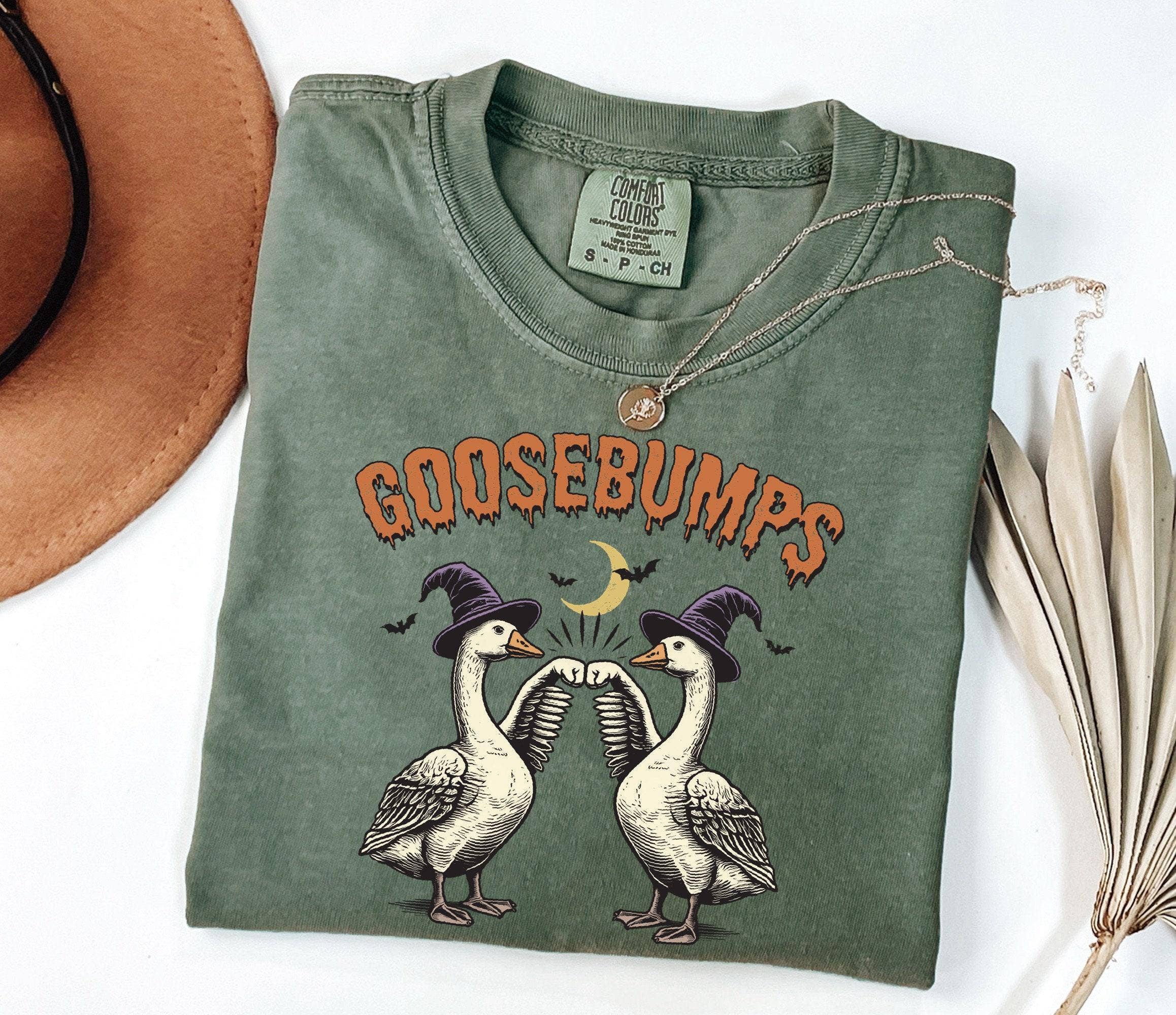 Funny Goose Bumps Halloween Tshirt, Retro Goose Pumps Shirt Hoodie, Sweatshirt | PodTeesHub.com