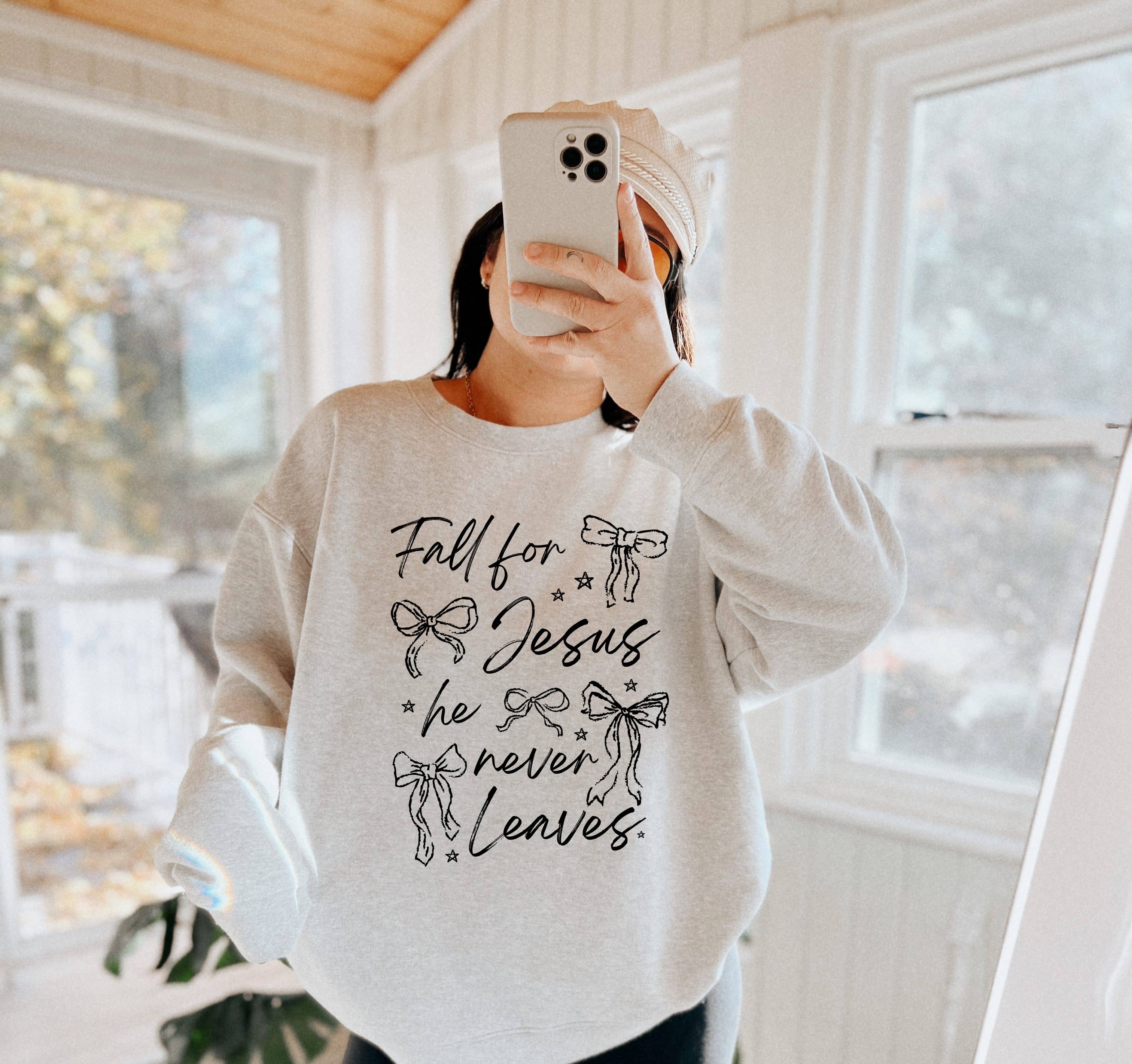 Fall For Jesus Crew Neck Sweatshirt | Trending Fall Sweat T-Shirts, Hoodie | PodTeesHub.com