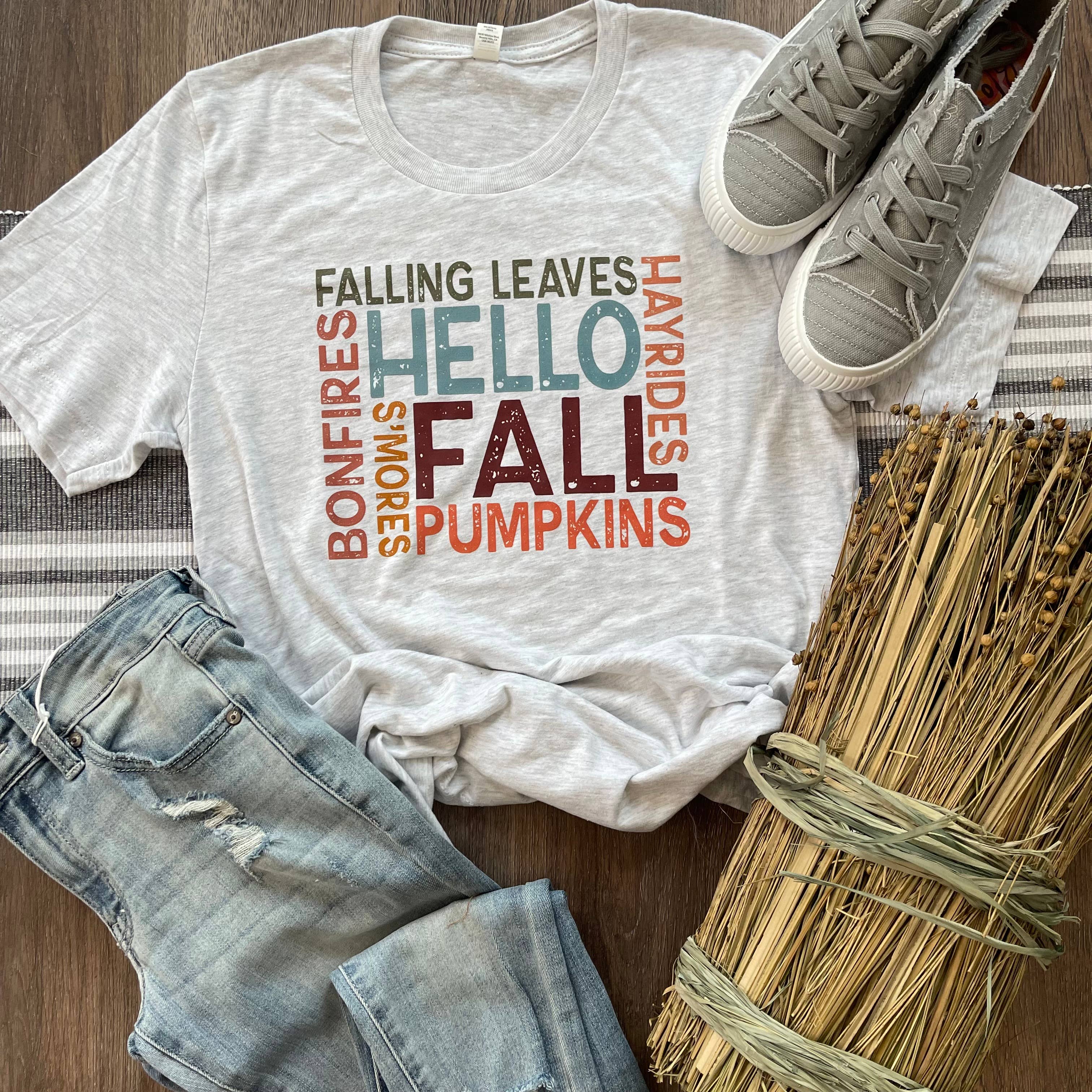 Hello Fall Tee Hoodie, Sweatshirt | PodTeesHub.com