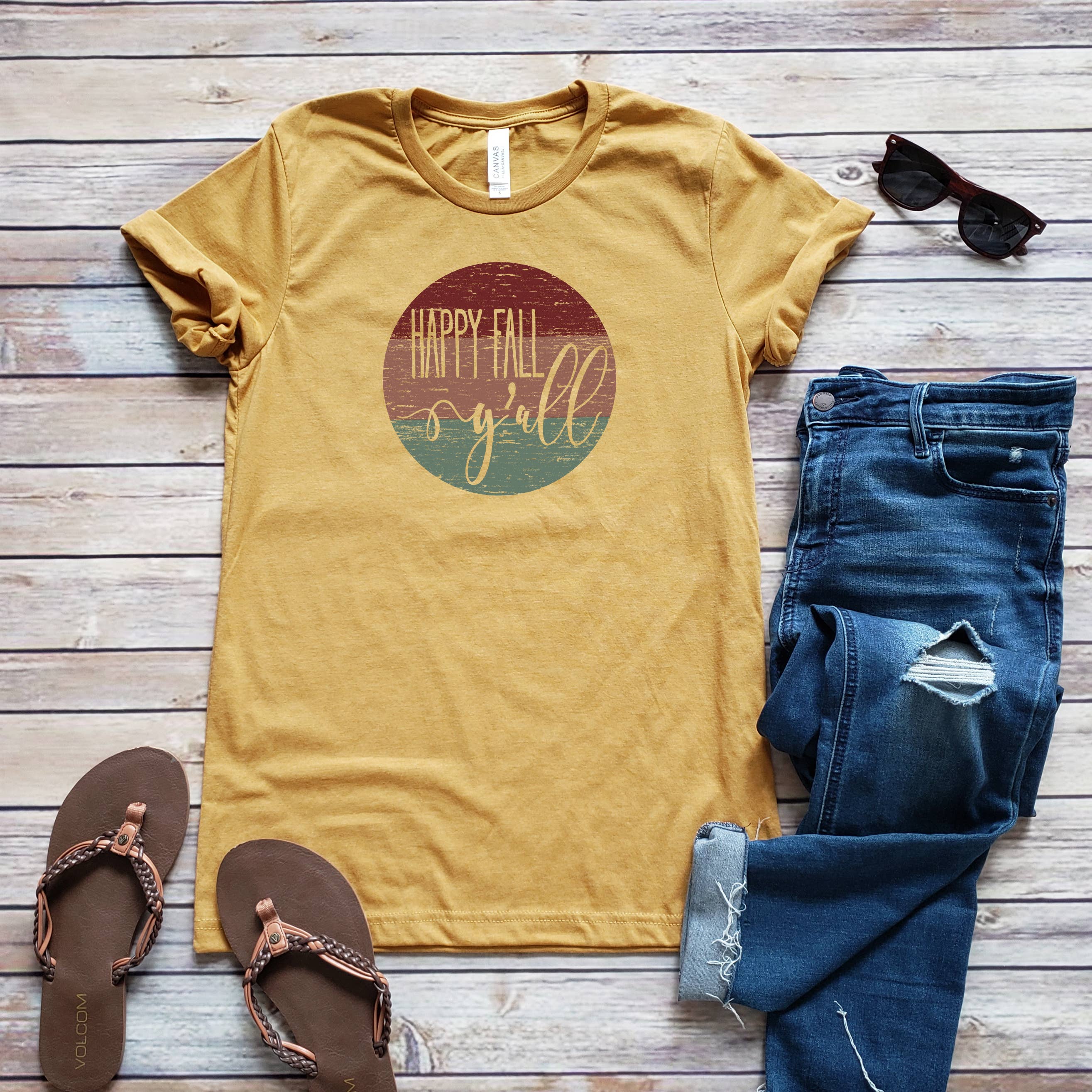 Happy Fall Y'all Tee | Fall | Sizes XS-2XL Hoodie, Sweatshirt | PodTeesHub.com