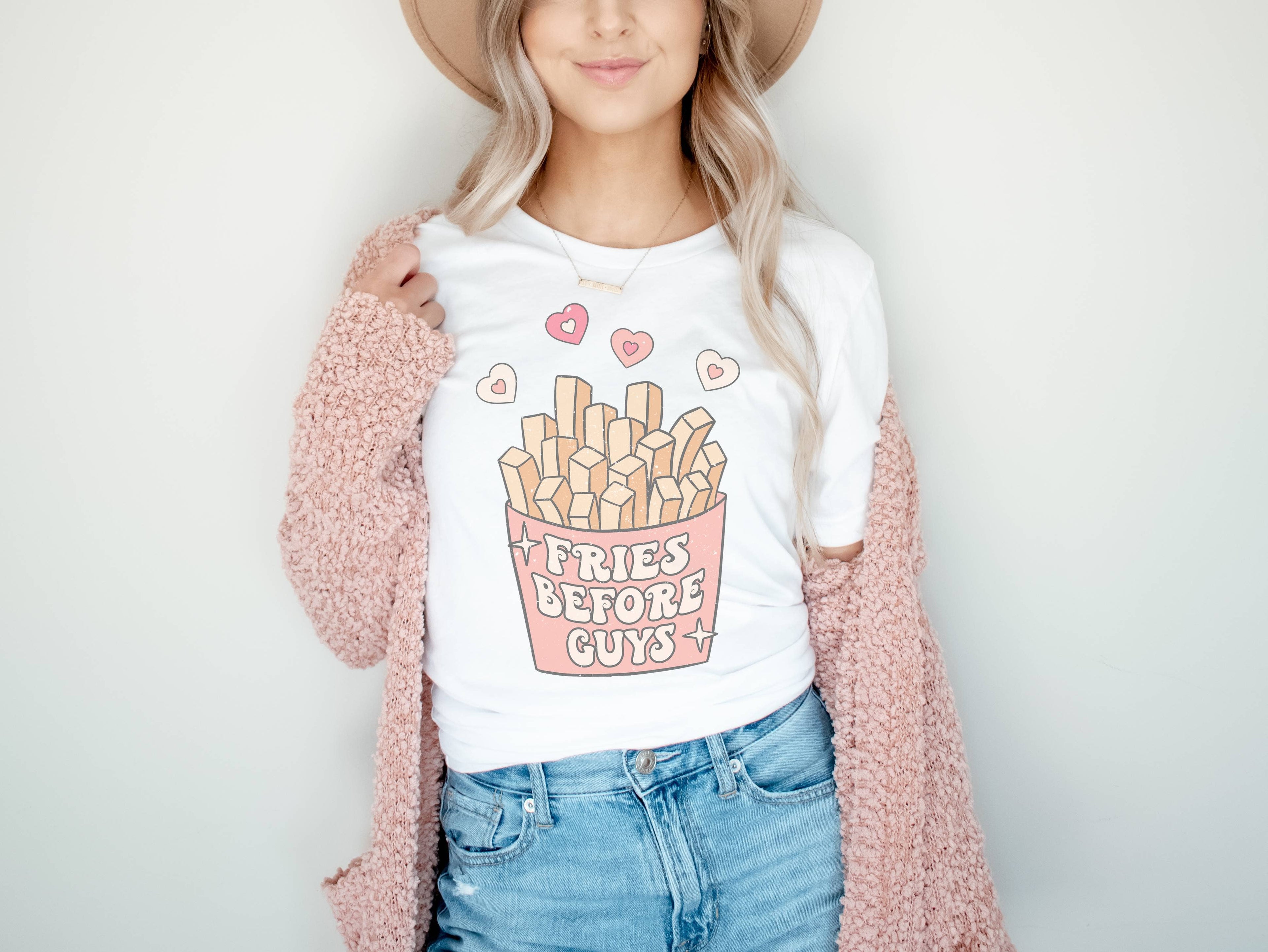 Fries Before Guys | Valentines Day Graphic Tee Hoodie, Sweatshirt | PodTeesHub.com