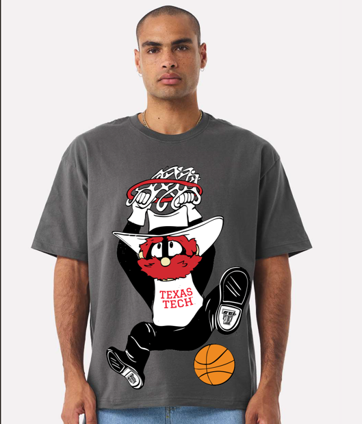 Texas Tech Double Baller Asphalt Heavyweight Tee Hoodie, Sweatshirt | PodTeesHub.com