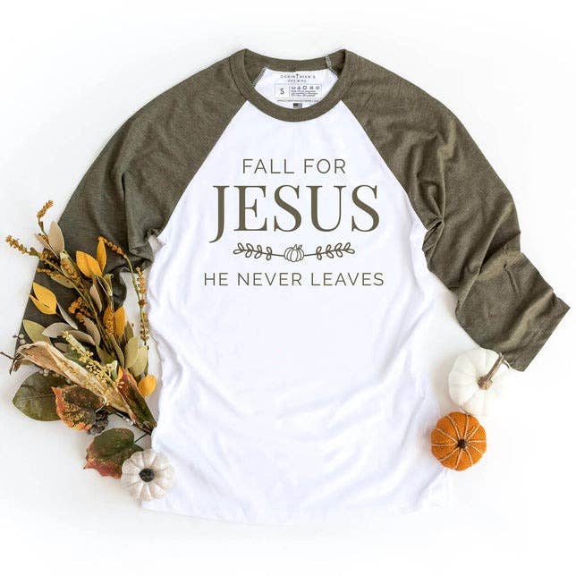 Fall For Jesus Raglan 3/4 Sleeve T-Shirt Hoodie, Sweatshirt | PodTeesHub.com