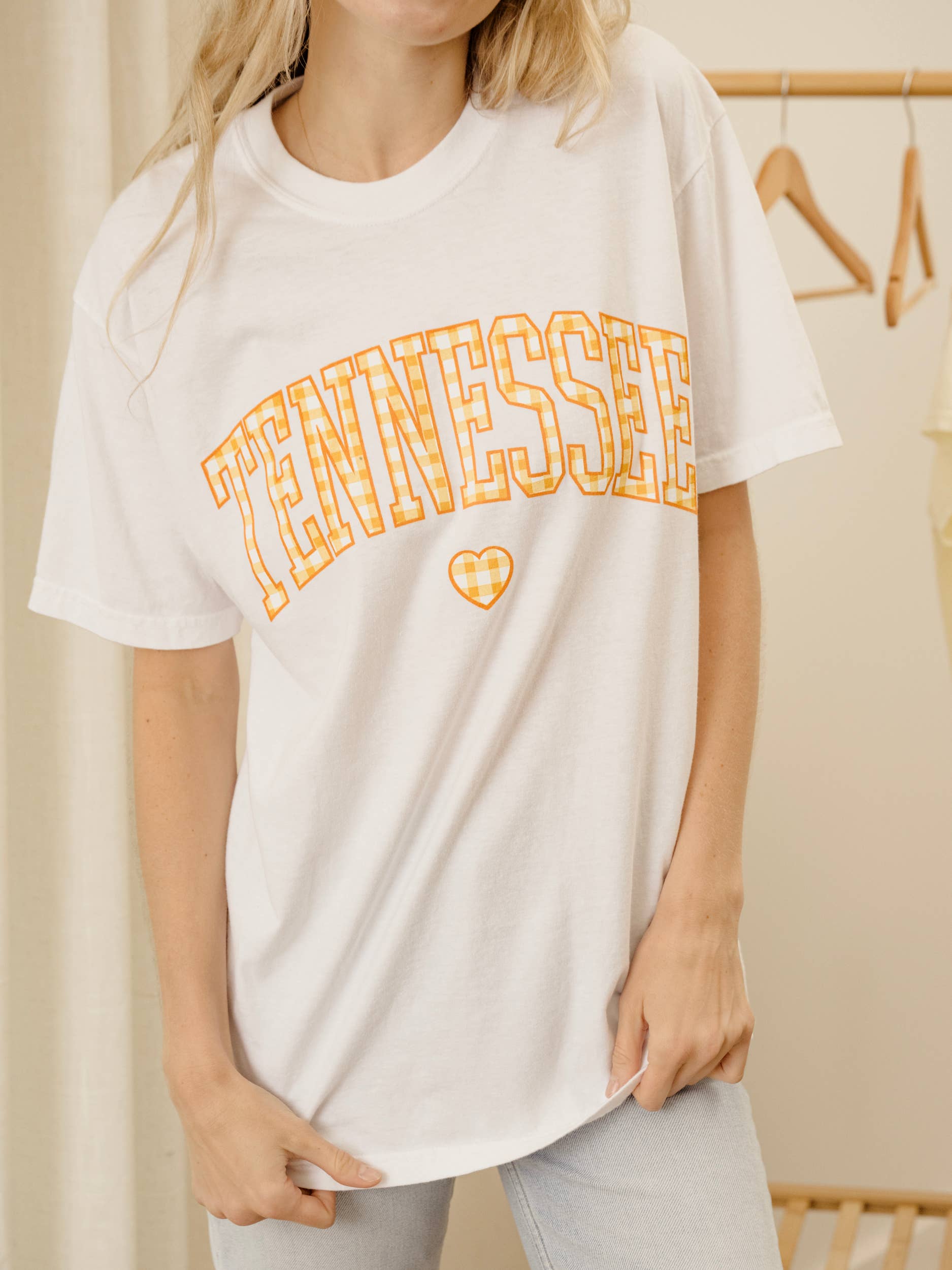 Tennessee Vols Gingham Heart White Cc Tee Hoodie, Sweatshirt | PodTeesHub.com