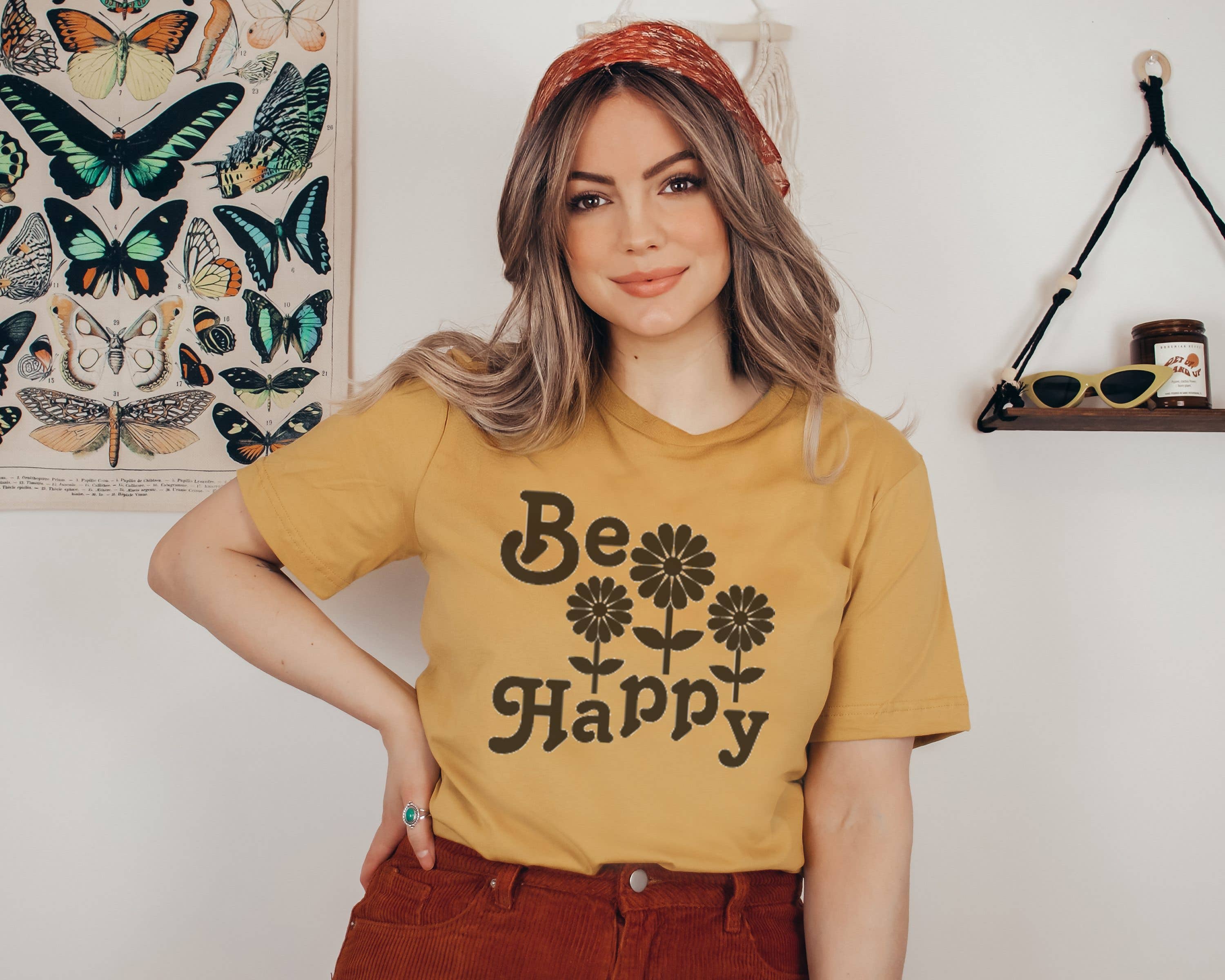 Sunflower Bee Happy | Be Happy Shirt Hoodie, Sweatshirt | PodTeesHub.com