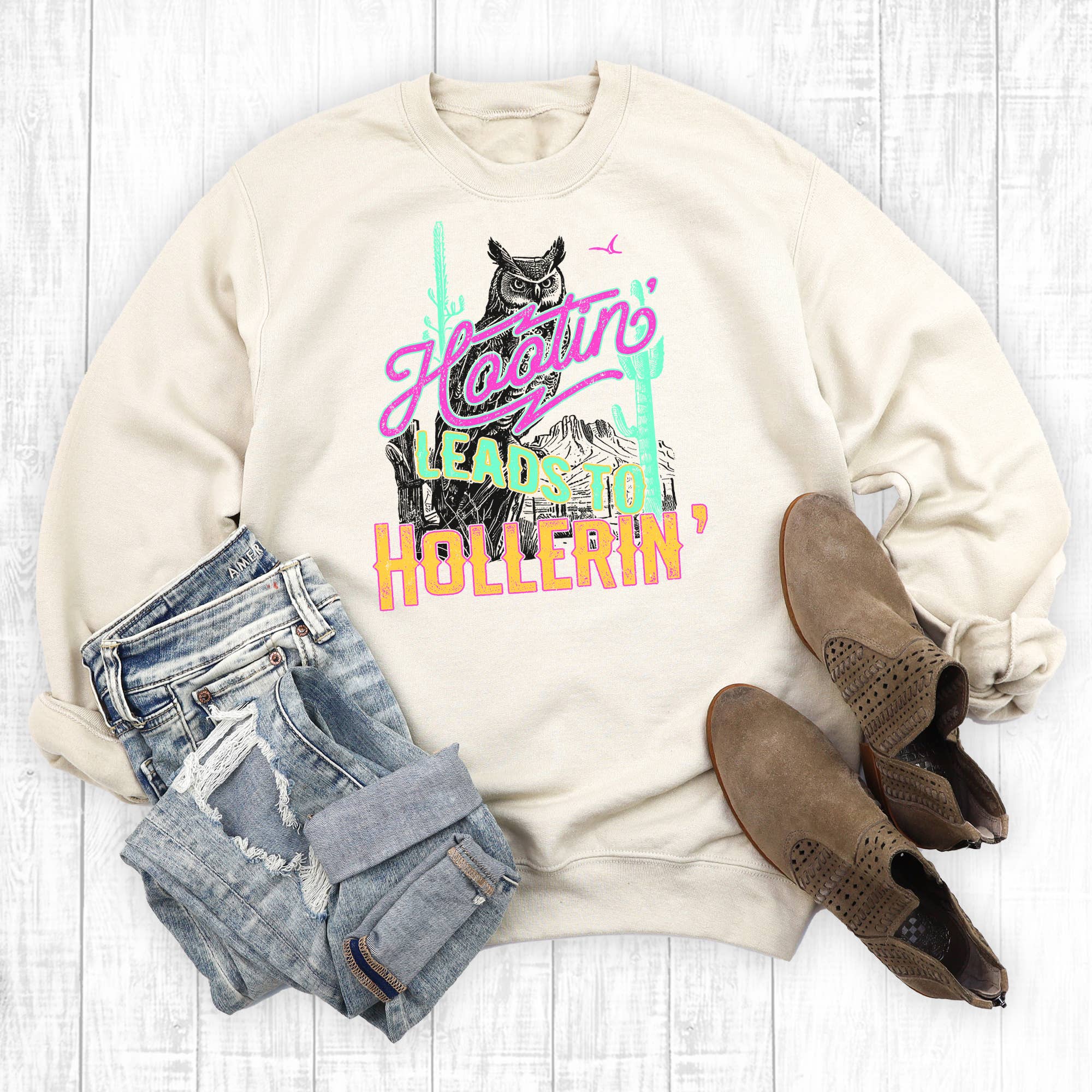 Western Hootin' Leads To Hollerin' Sweatshirt T-Shirts, Hoodie | PodTeesHub.com