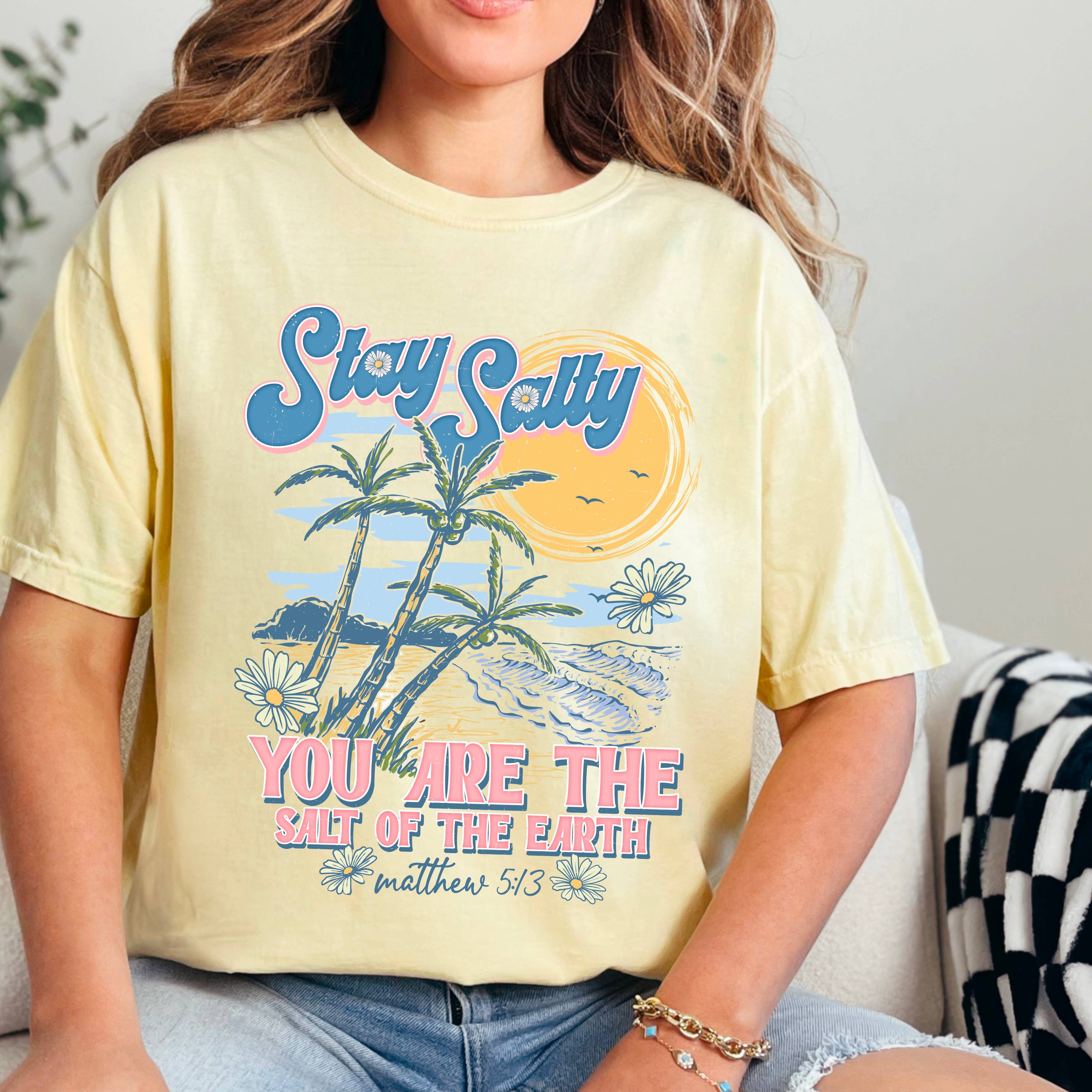 Stay Salty Christian Graphic Tee | Comfort Color Hoodie, Sweatshirt | PodTeesHub.com