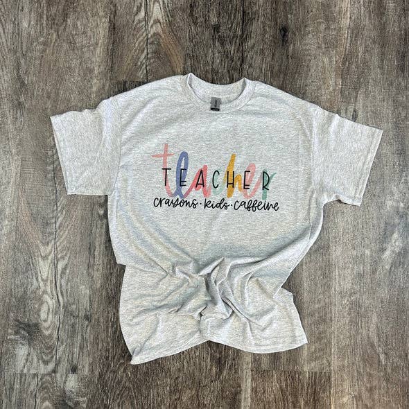 Teacher - Crayons - Kids - Caffeine On Ash Gray Tee Hoodie, Sweatshirt | PodTeesHub.com