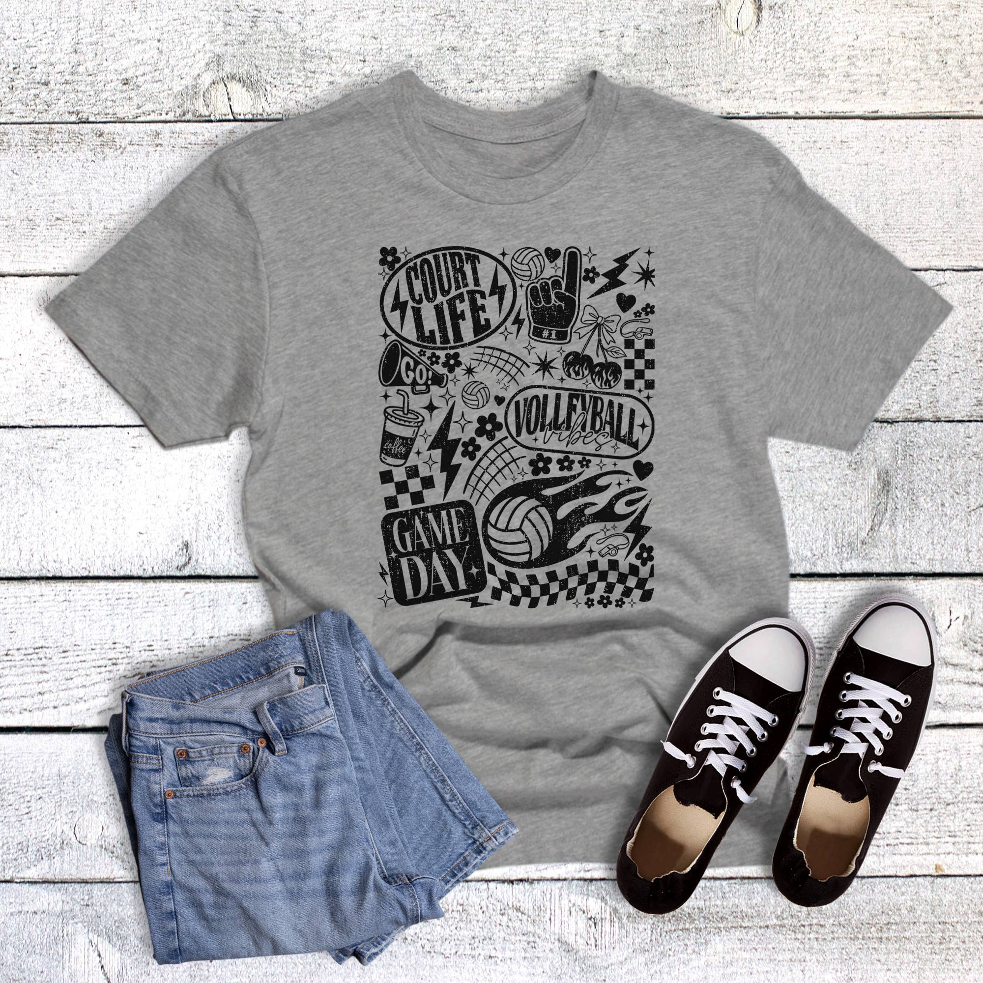 Volleyball Gameday Court Life Graphic Tee Hoodie, Sweatshirt | PodTeesHub.com
