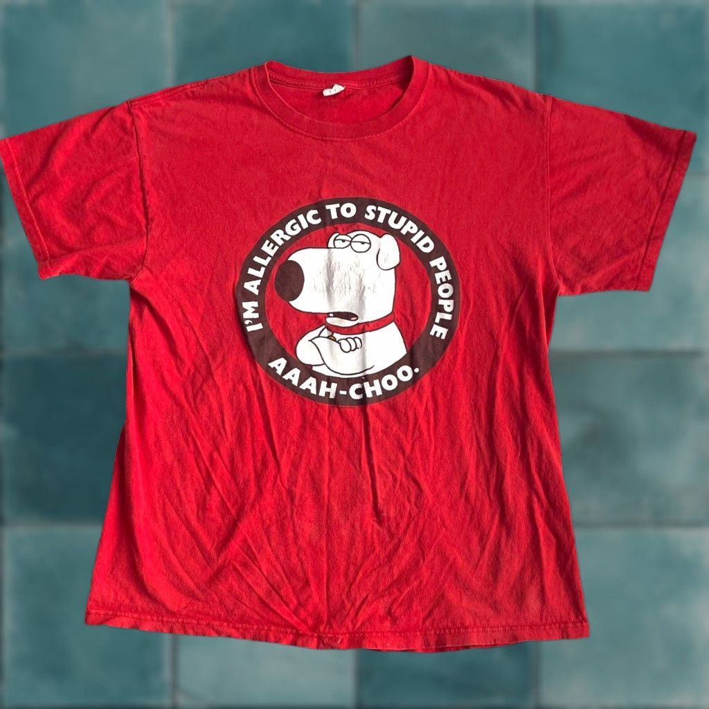 Griffin Vintage Family Guy T Shirt Brian Griffin Medium Red Graphic Logo Cartoon Mens Hoodie, Sweatshirt | PodTeesHub.com