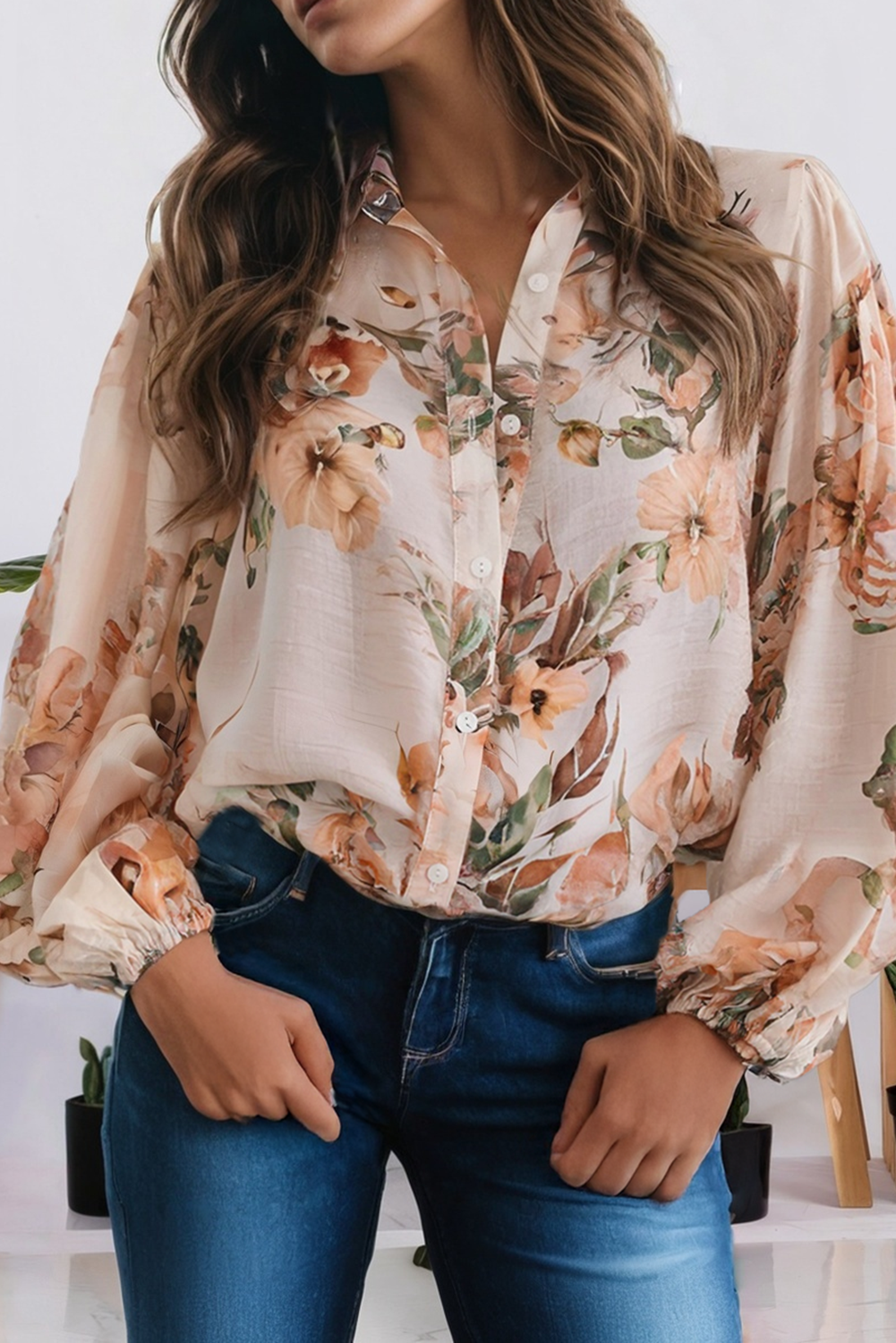 Floral Puff Sleeve Lightweight Shirt (S-Xl) Hoodie, Sweatshirt | PodTeesHub.com