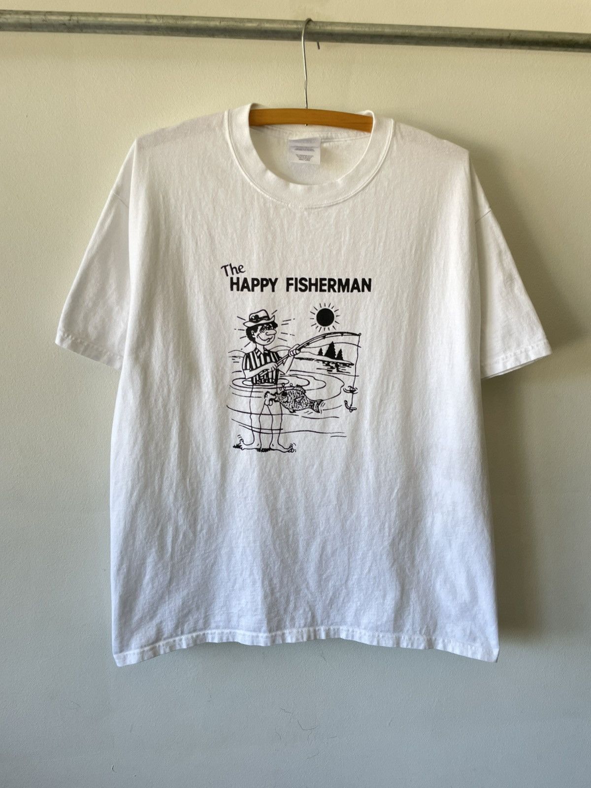 Other Vintage The Happy Fisherman Funny Graphic Tee Hoodie, Sweatshirt | PodTeesHub.com