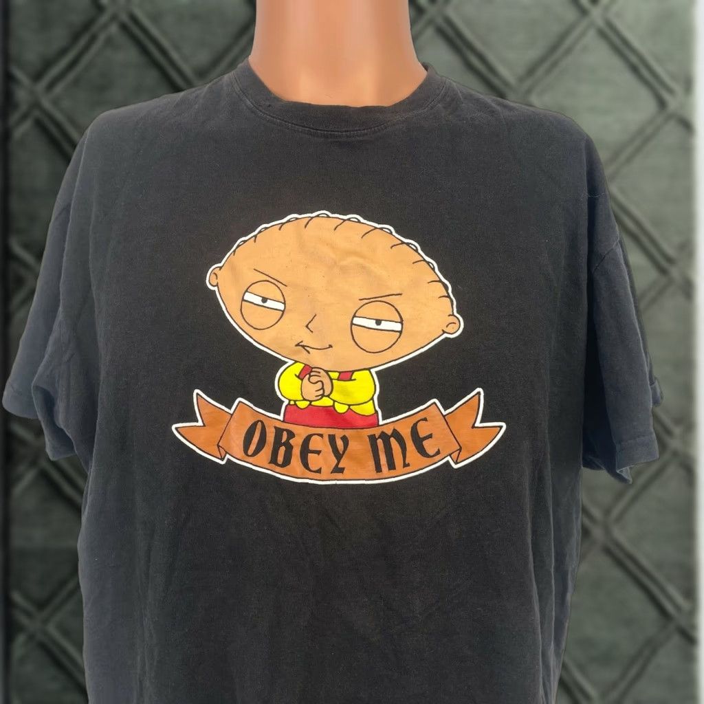 Griffin Family Guy T Shirt Stewie Griffin Obey Me 2007 Tv Show Black Size L Hoodie, Sweatshirt | PodTeesHub.com