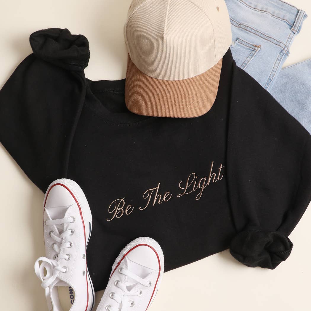 Be the Light Embroidered Fleece Heavyweight Sweatshirt T-Shirts, Hoodie | PodTeesHub.com