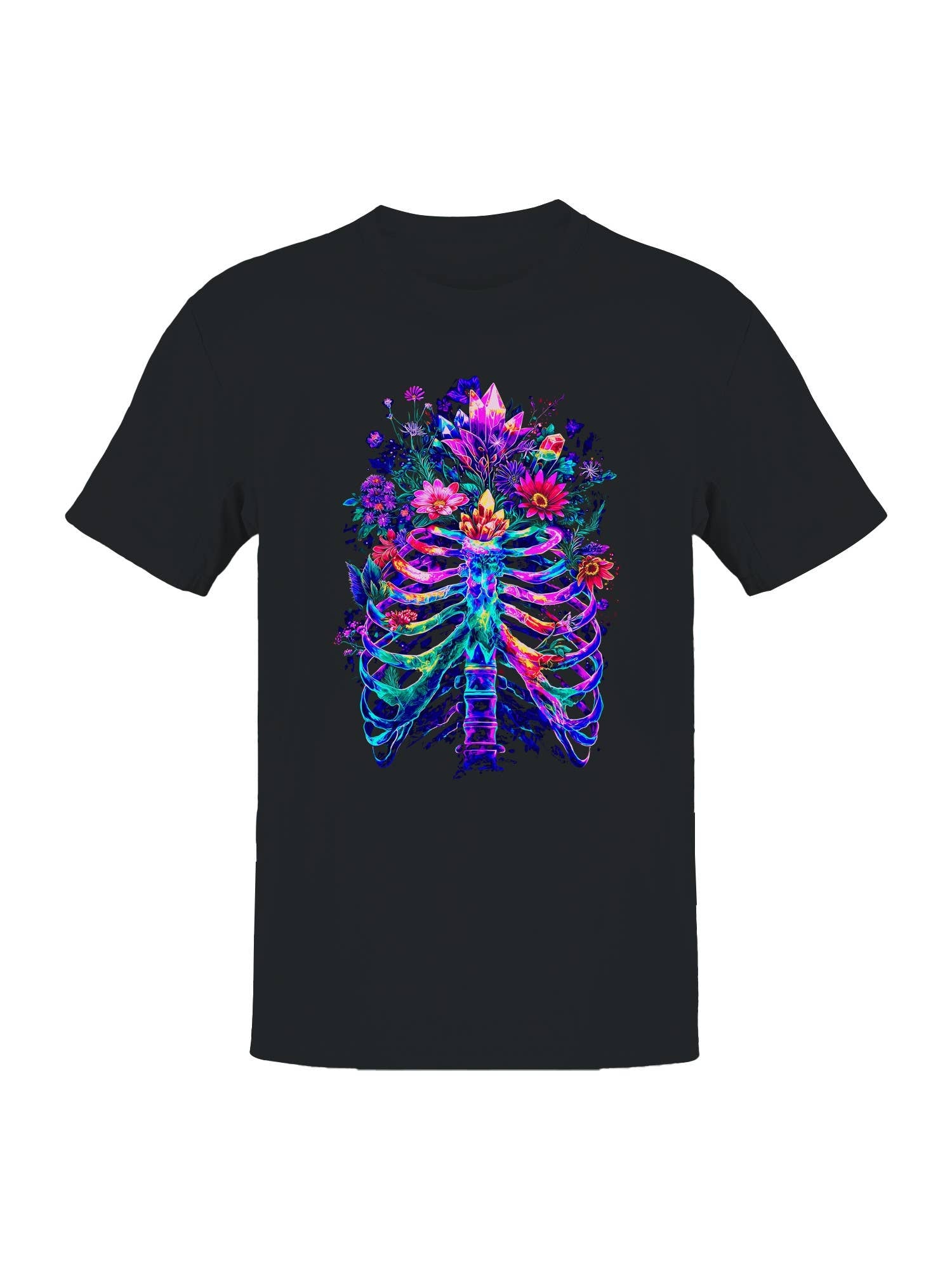 Vivid Floral Ribcage Art Men's T-Shirt Hoodie, Sweatshirt | PodTeesHub.com
