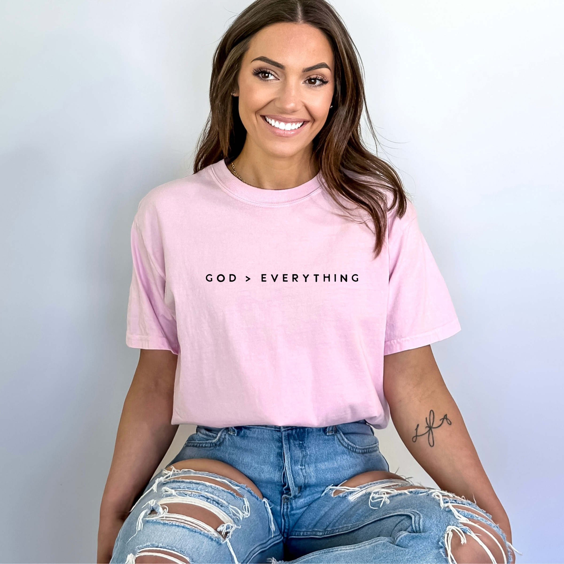 God > Everything Graphic Tee - Spring Faith Christian Tee Hoodie, Sweatshirt | PodTeesHub.com