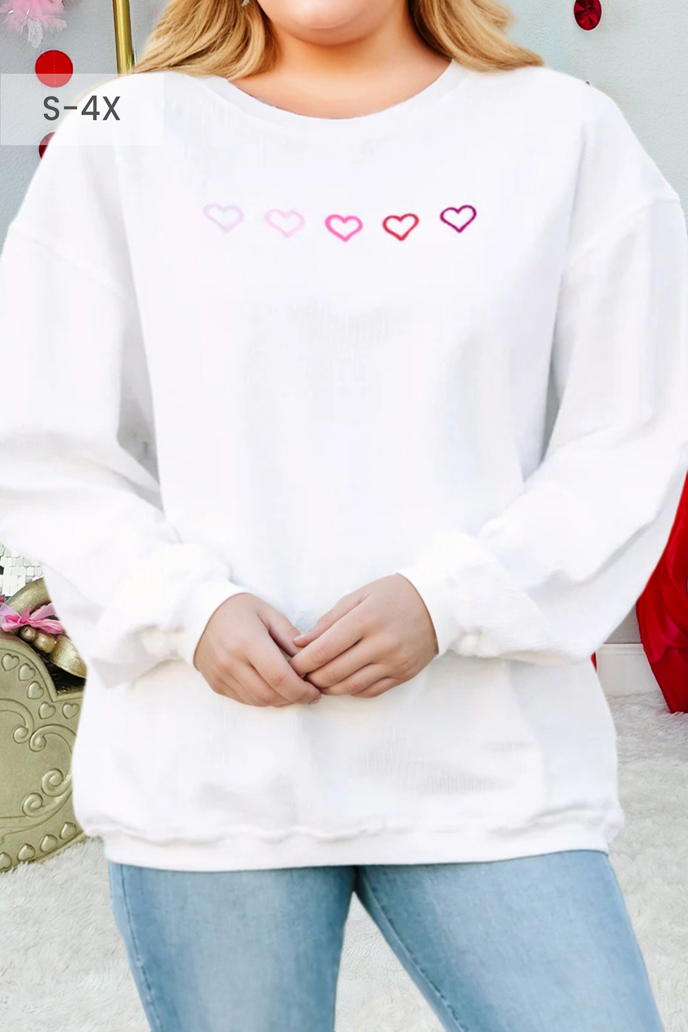 Xoxo Heart Embroidered Plus Size Sweatshirt (S-4X) T-Shirts, Hoodie | PodTeesHub.com