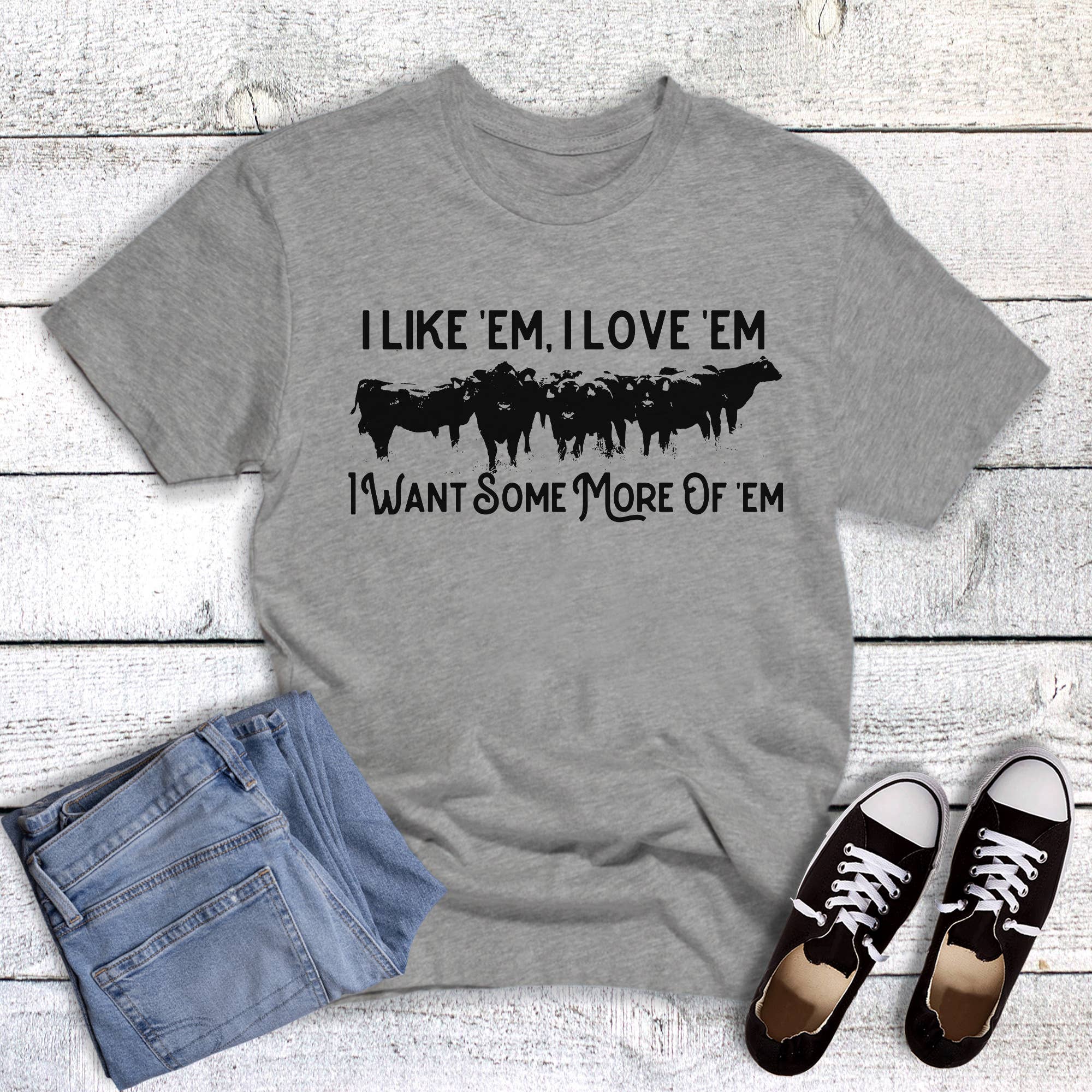 Western Cattle Like 'em Love 'em Graphic Tee Hoodie, Sweatshirt | PodTeesHub.com