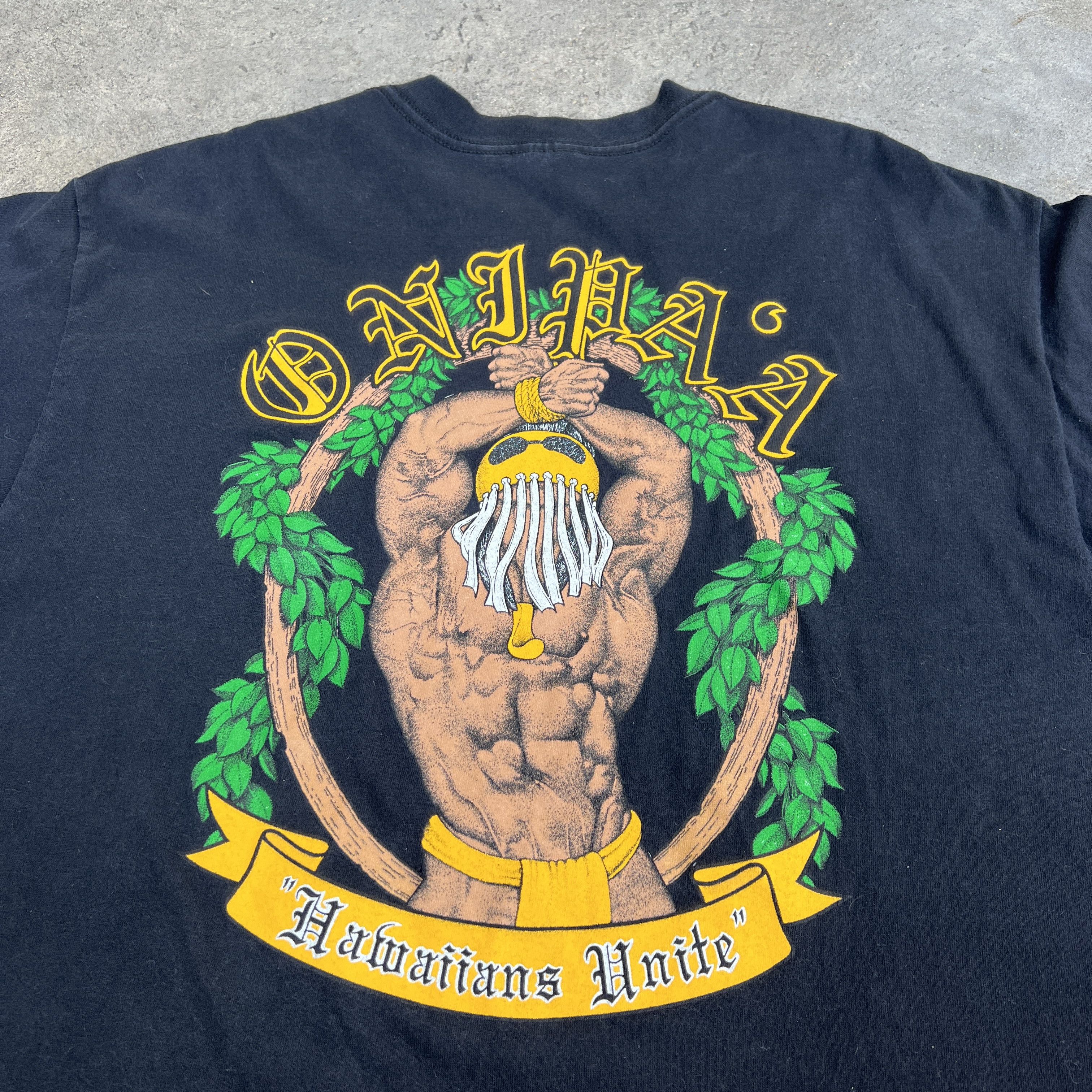 Vintage 90s Hawaiian Hnite Strength Promo Tee Gold Gym Hoodie, Sweatshirt | PodTeesHub.com