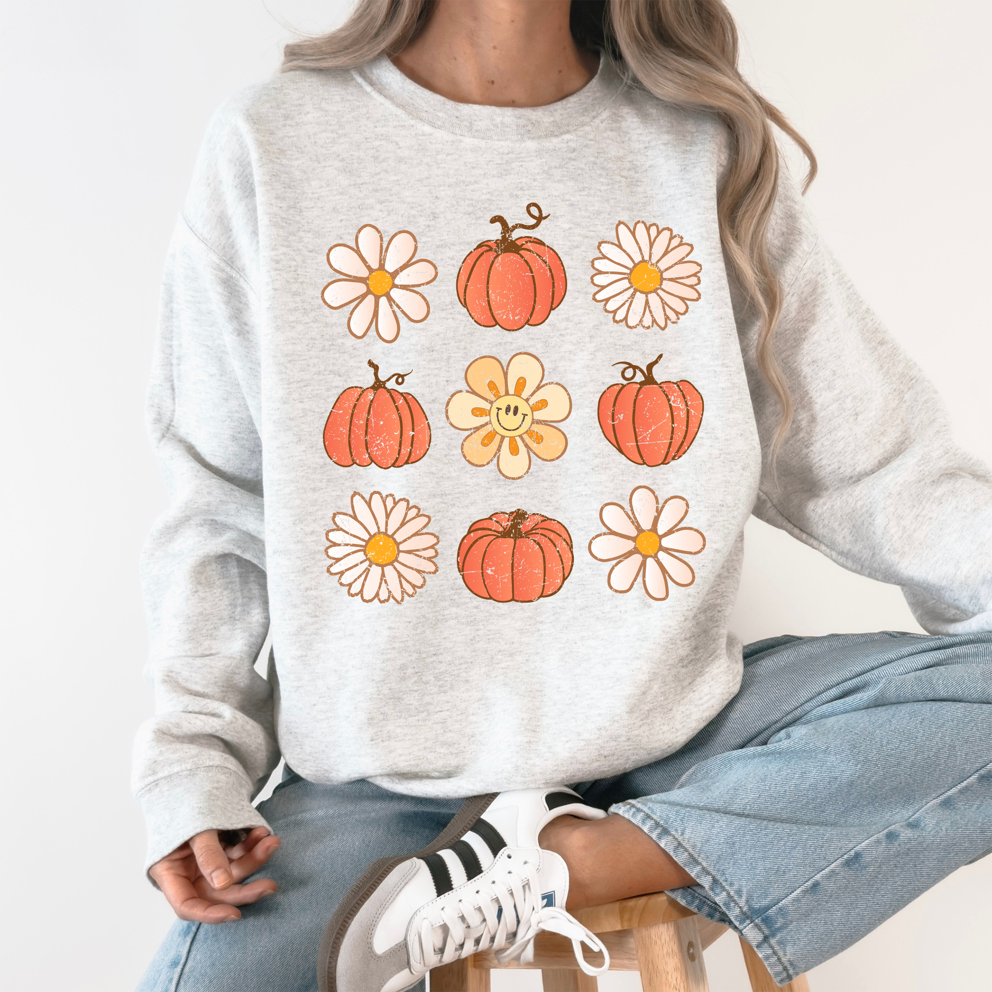 Flowers and Pumpkins, Minimalist Autumn, Fall Sweatshirt T-Shirts, Hoodie | PodTeesHub.com