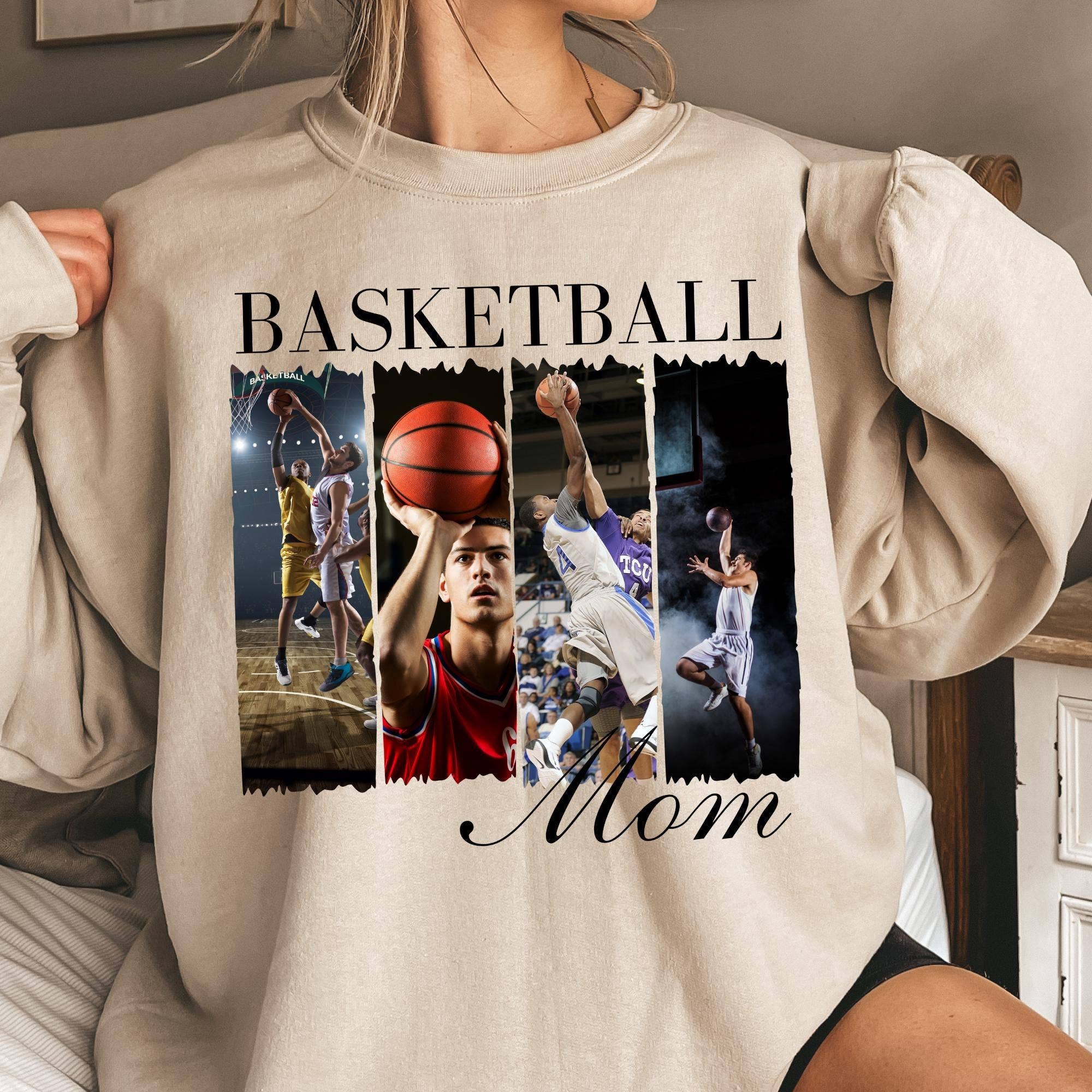 Custom Basketball Mom Photo Brushstroke Tee, Senior Mom Gift Hoodie, Sweatshirt | PodTeesHub.com