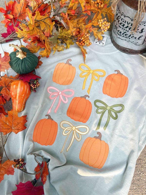 Pumpkin Bow Trio Check Fall Graphic Tee Hoodie, Sweatshirt | PodTeesHub.com