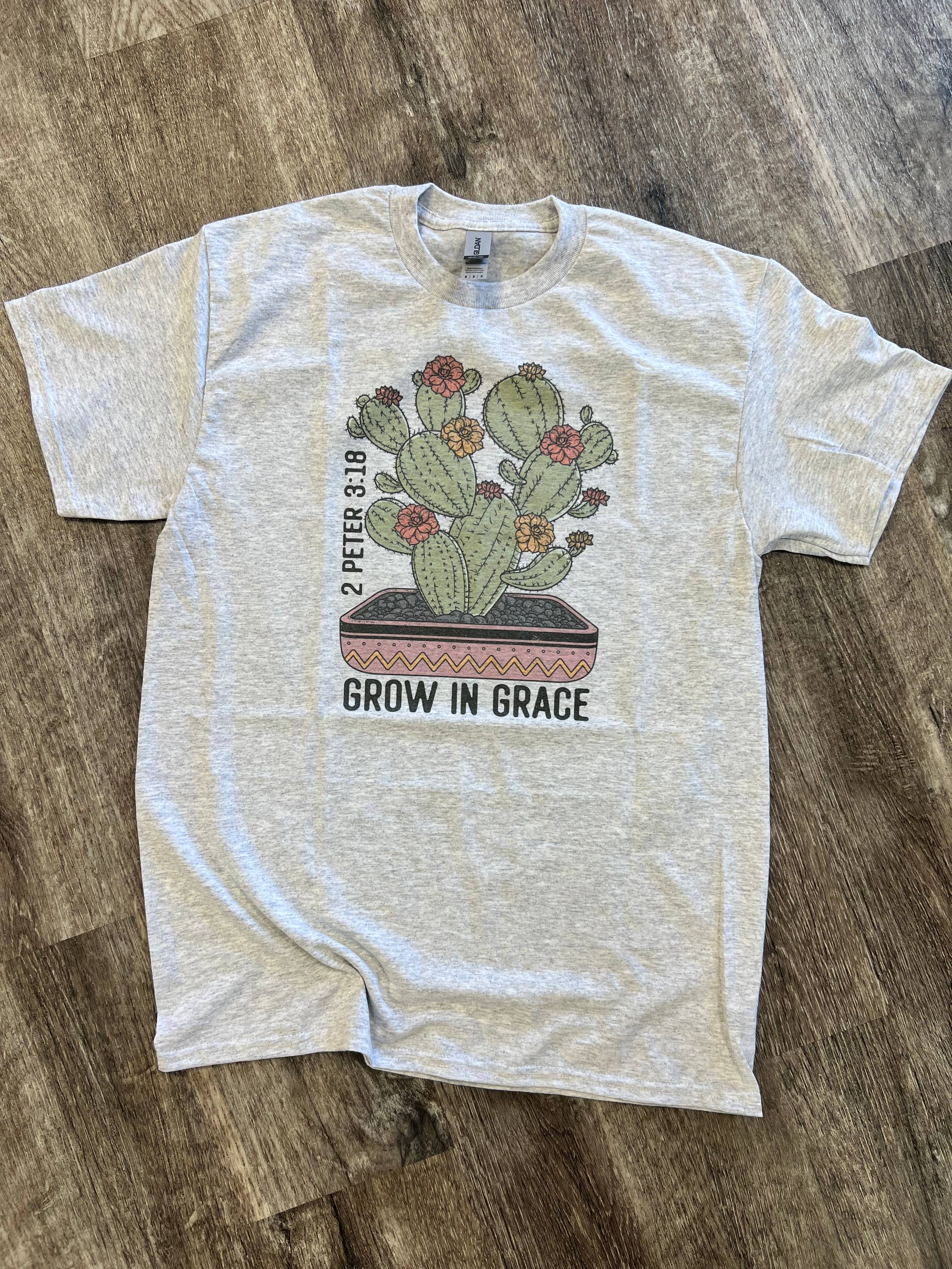 Grow in Grace Cactus On Ash Gray Tee Hoodie, Sweatshirt | PodTeesHub.com