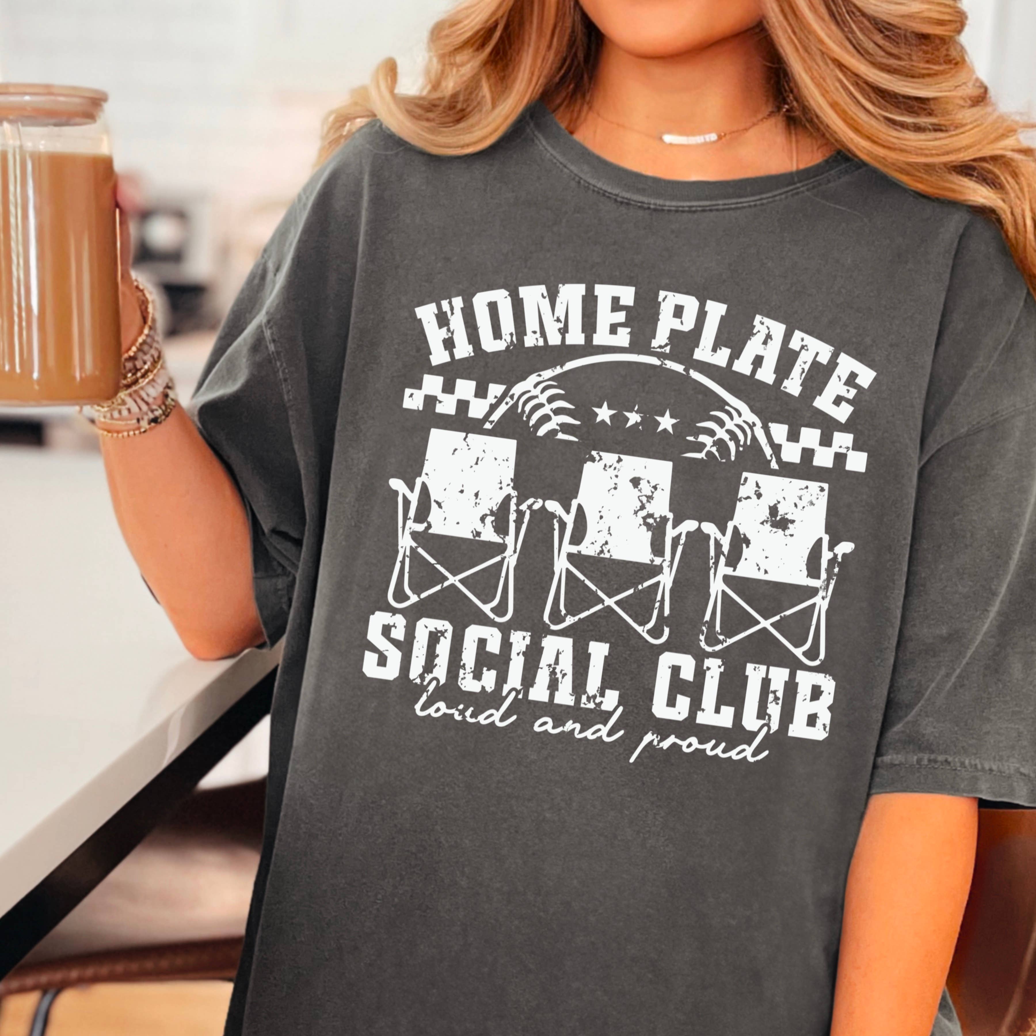 Home Plate Social Club Baseball Graphic Shirt Comfort Colors Hoodie, Sweatshirt | PodTeesHub.com