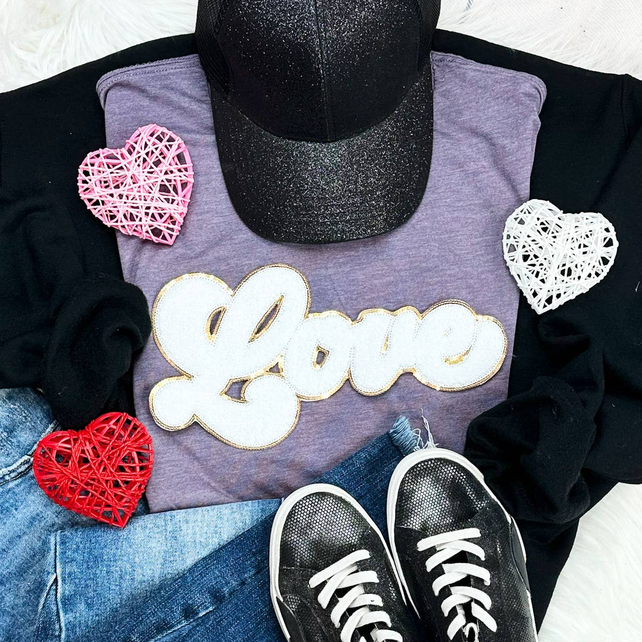 White Love Chenille Everyday Tee Hoodie, Sweatshirt | PodTeesHub.com