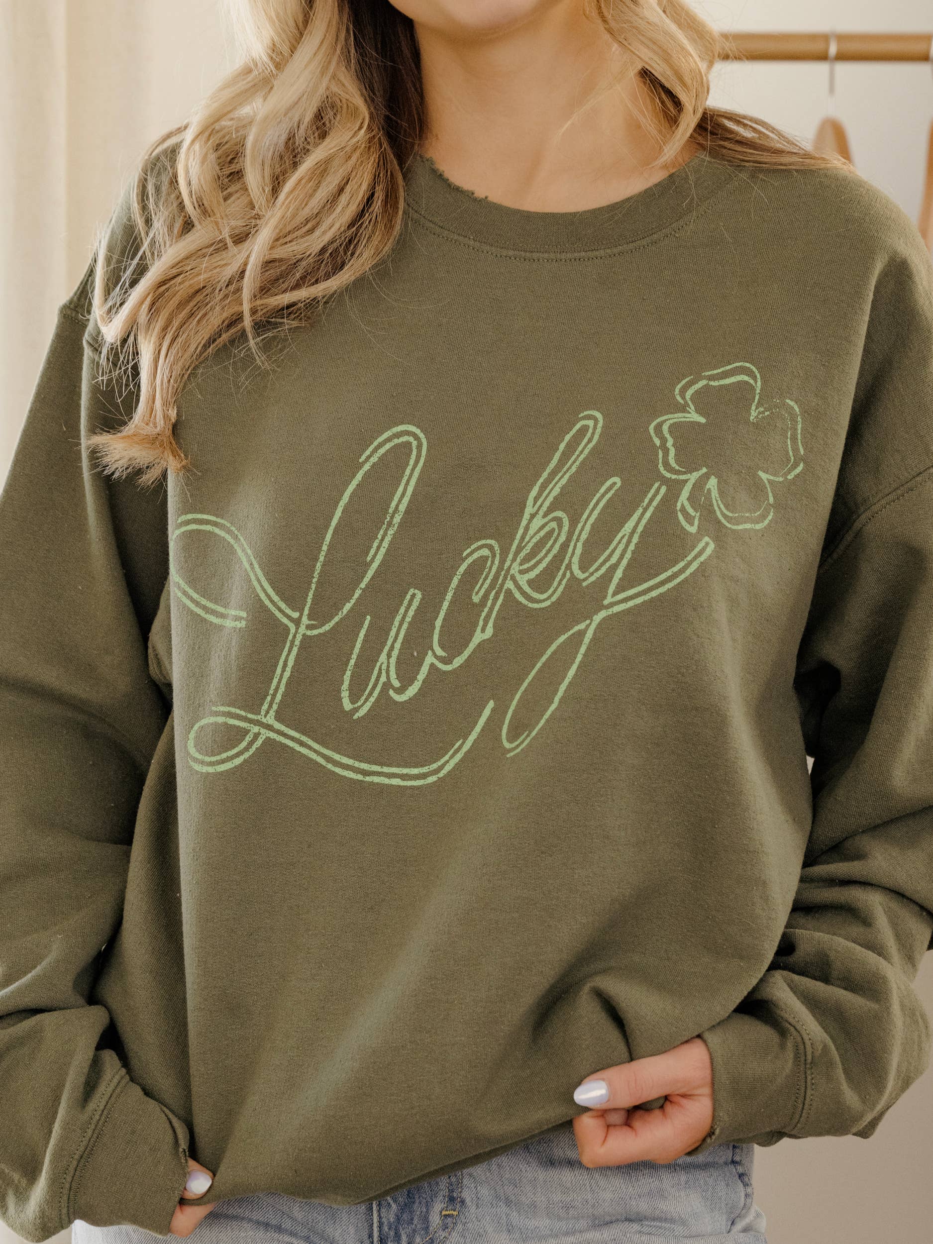 St. Paddy's Day Lucky Green Thrifted Sweatshirt T-Shirts, Hoodie | PodTeesHub.com