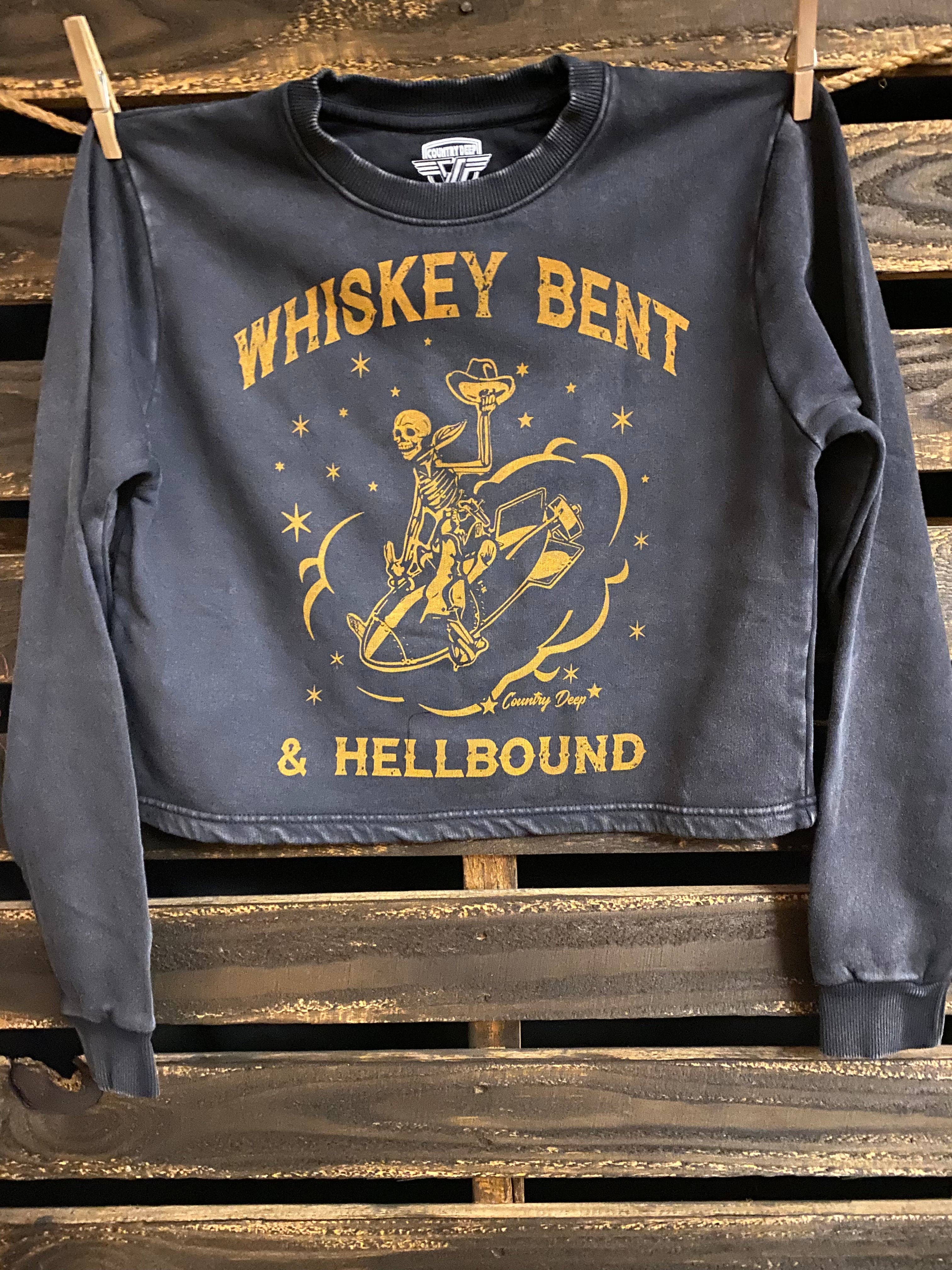 Whiskey Bent Hellbound Acid Wash Cropped Crew Sweatshirt T-Shirts, Hoodie | PodTeesHub.com