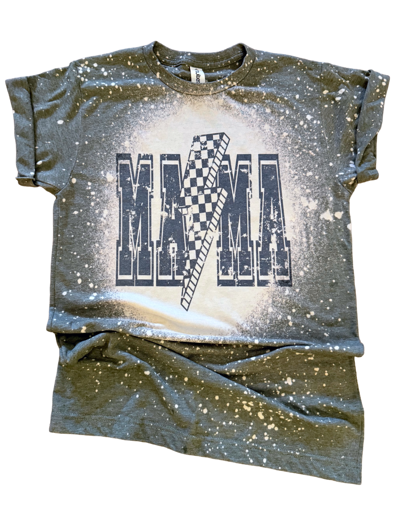 Checkered Bolt Mama – Rocker Bleached Tee Hoodie, Sweatshirt | PodTeesHub.com
