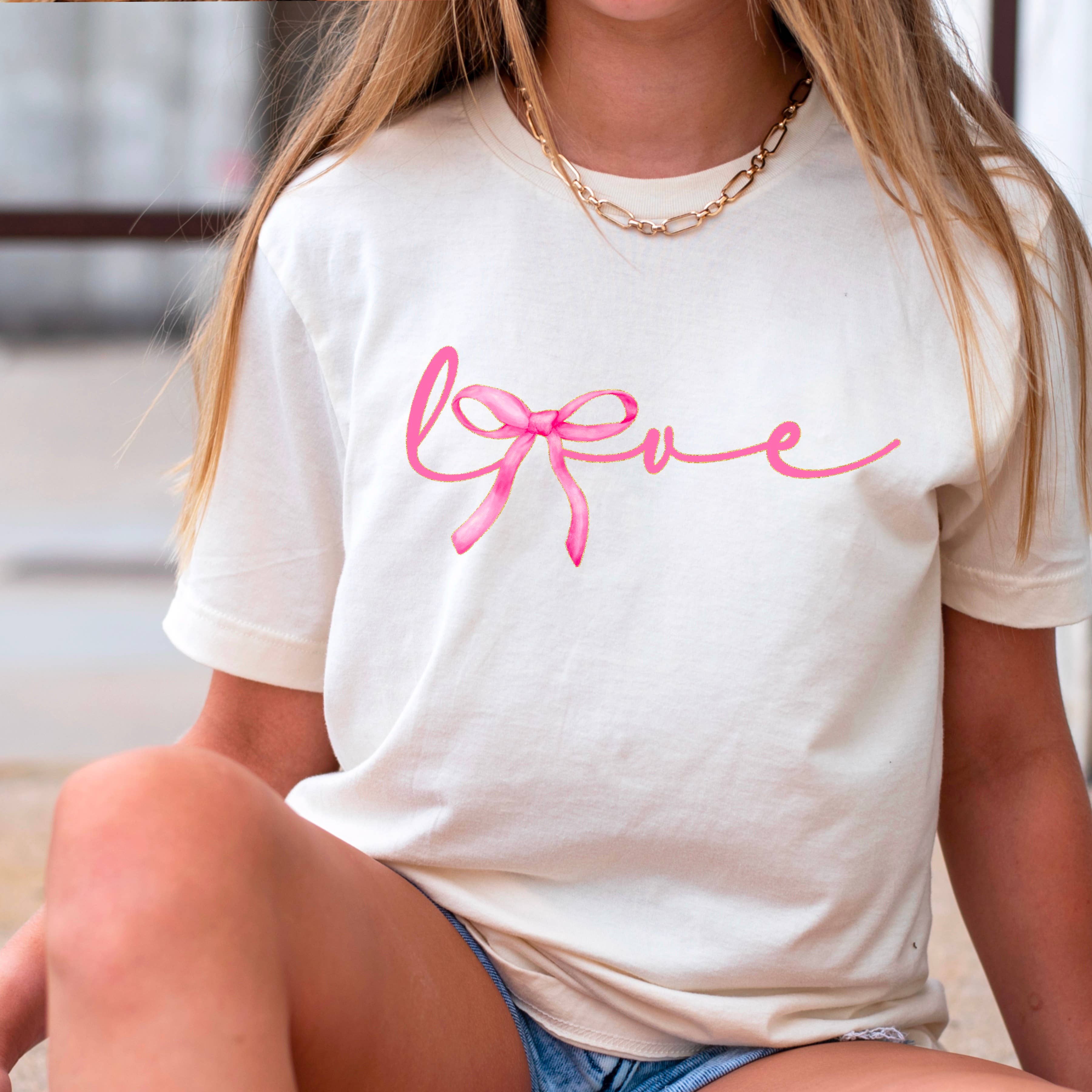 Love Coquette Bow Valentine Graphic Tee | Gildan Hoodie, Sweatshirt | PodTeesHub.com