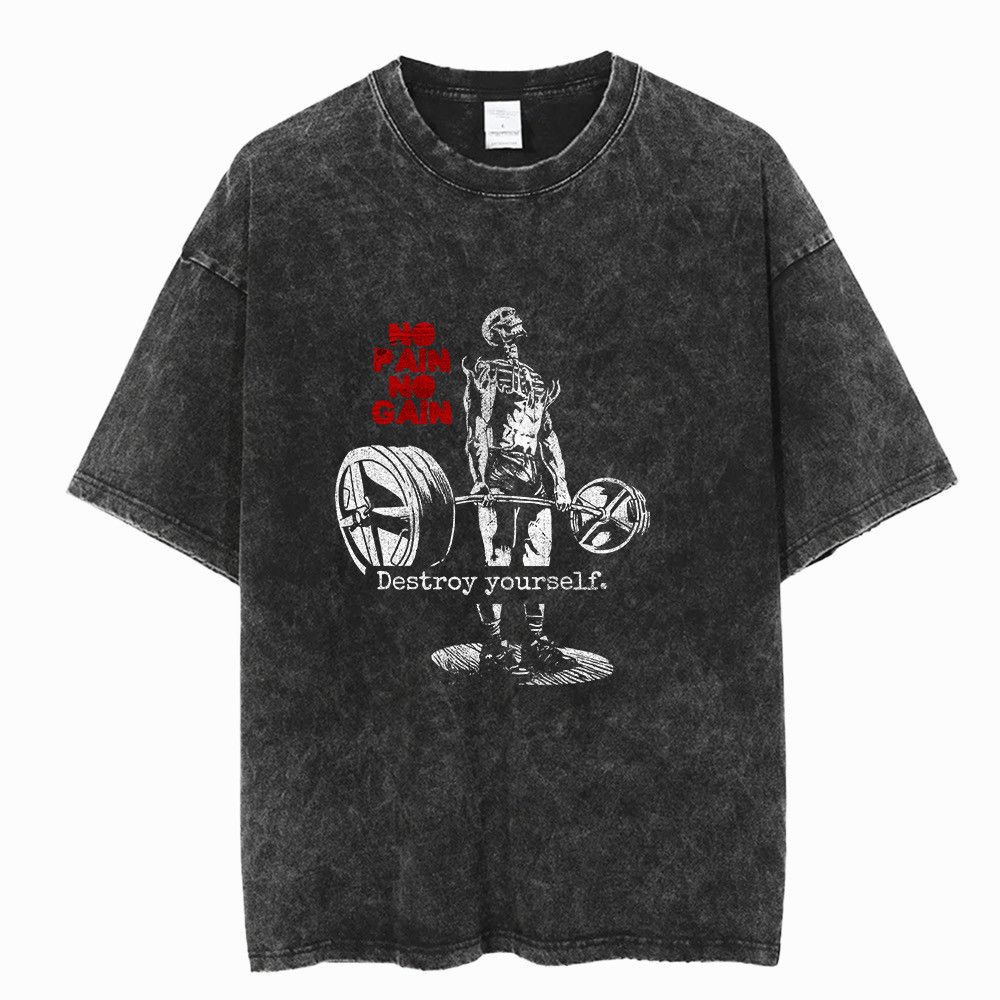 Japanese Brand Y2k Vintage Gothic Skeleton Workout Gym Washed T Shirt Hoodie, Sweatshirt | PodTeesHub.com