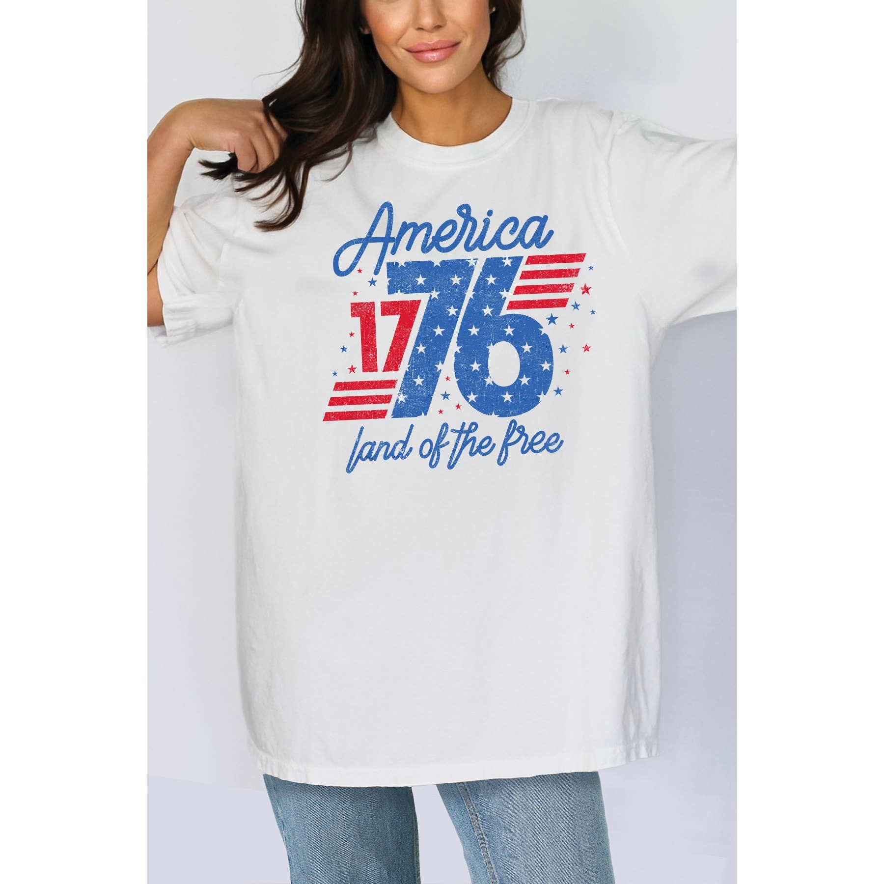America 1776 Land of the Free Oversized Unisex Tee Hoodie, Sweatshirt | PodTeesHub.com