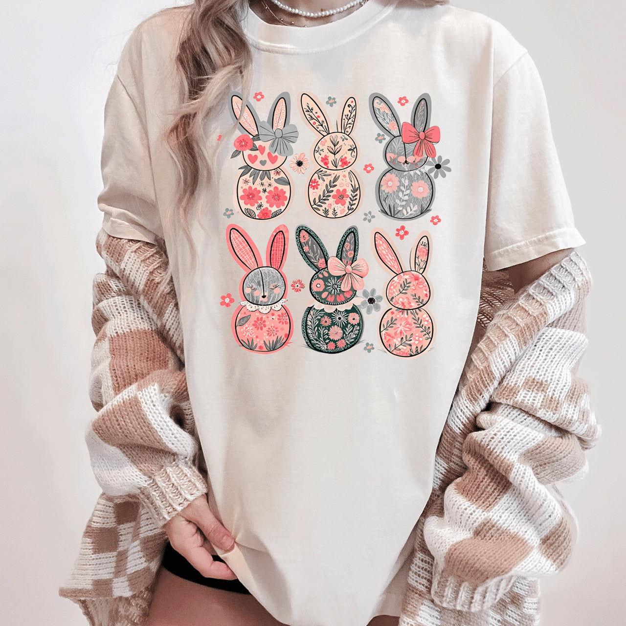 Floral Bunny Tee Hoodie, Sweatshirt | PodTeesHub.com